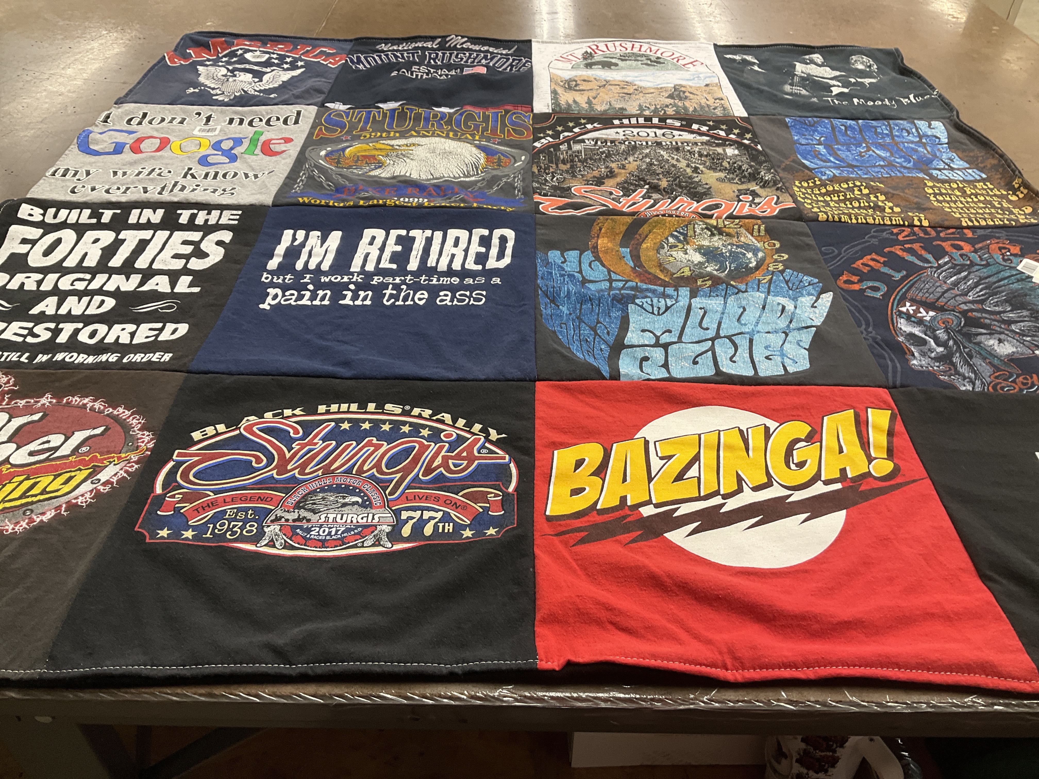 T-shirt quilt with motorcycles, worn clothing themes by Ashley from IL