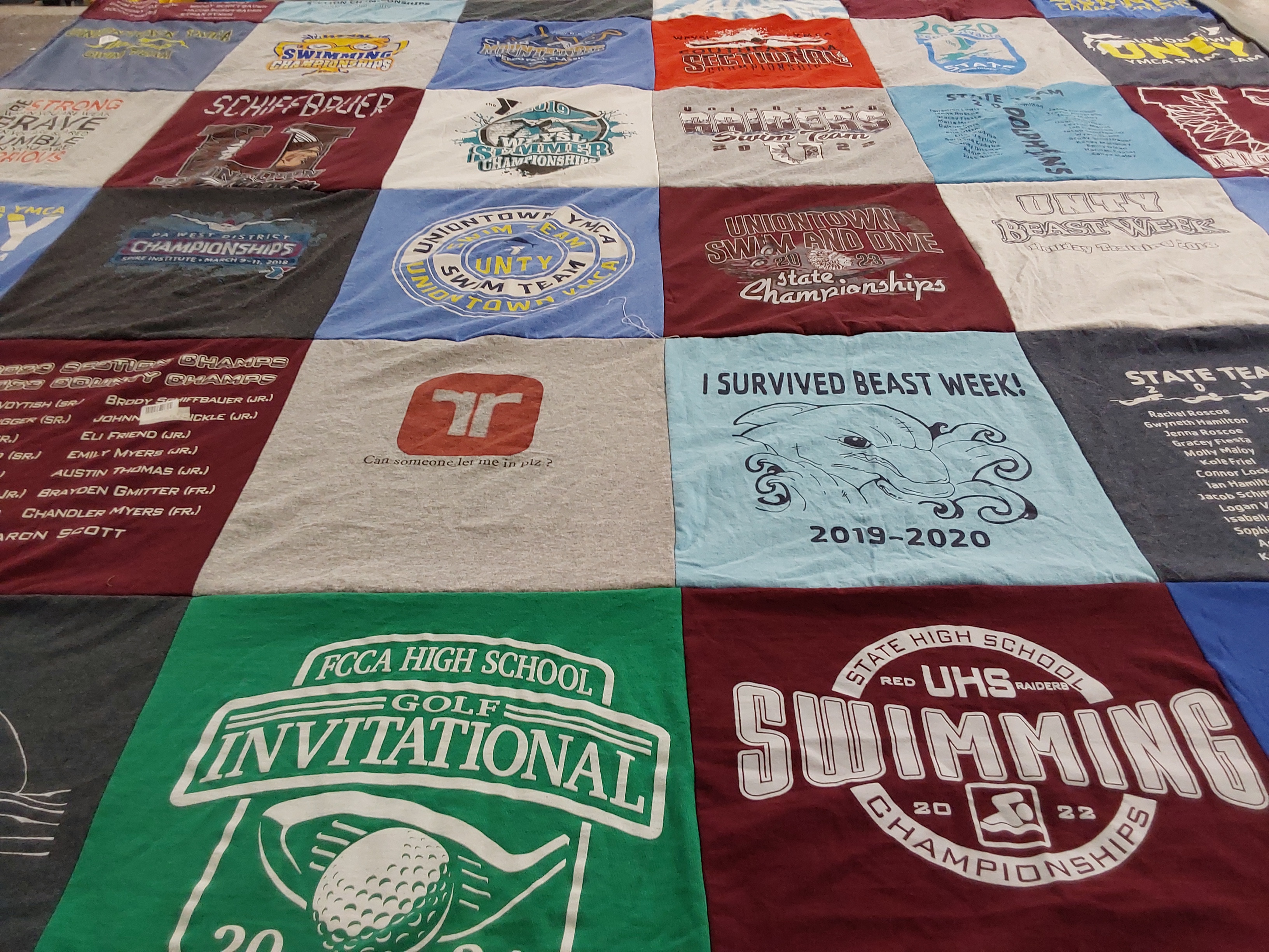 T-shirt quilt featuring uniontown swim and dive by Jennifer from PA