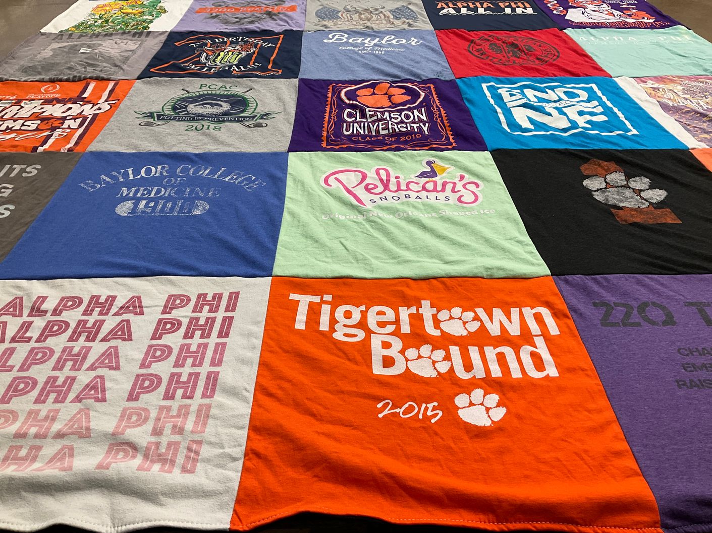 T-shirt quilt from baylor college of medicine, clemson university by Connie from SC