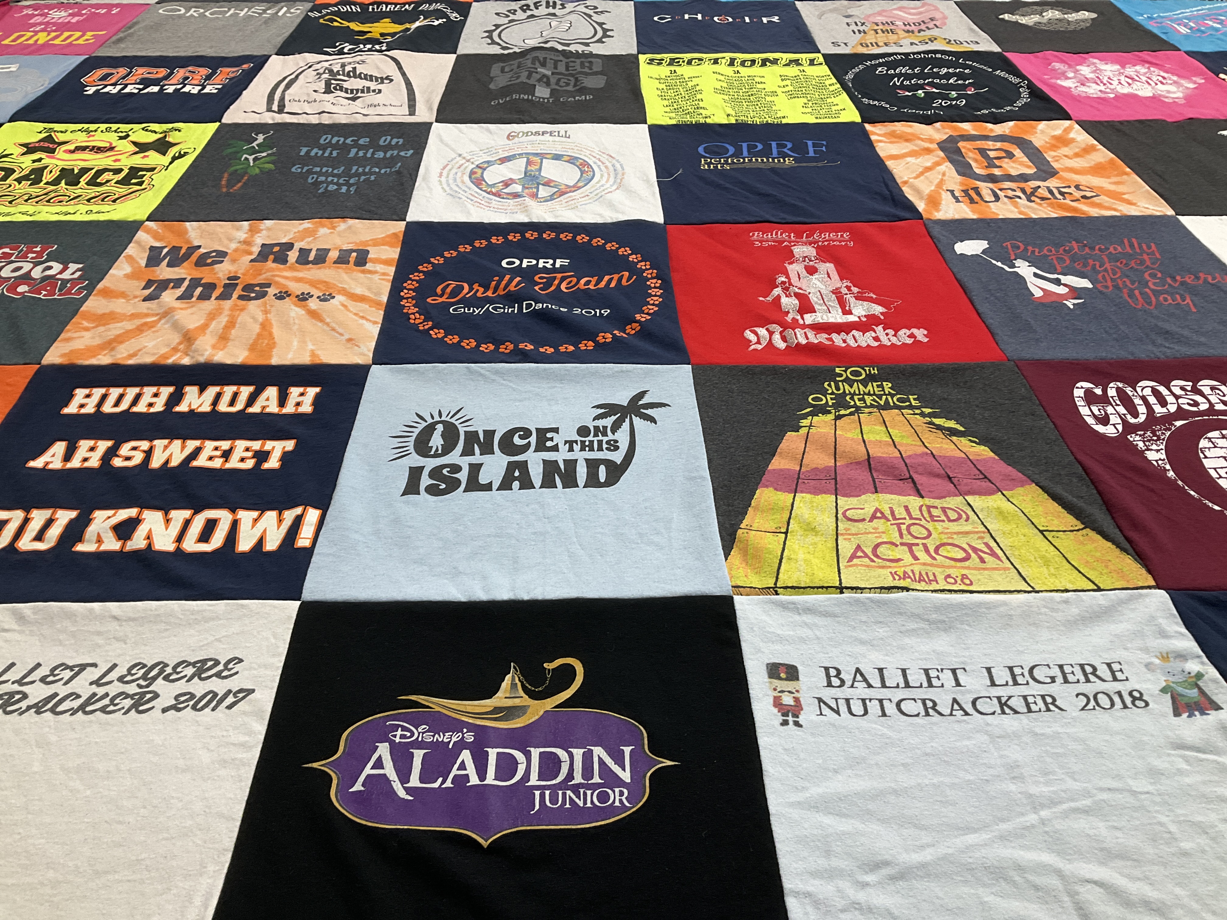 T-shirt quilt featuring oak park and river forest high school drill team by Gianna from MO