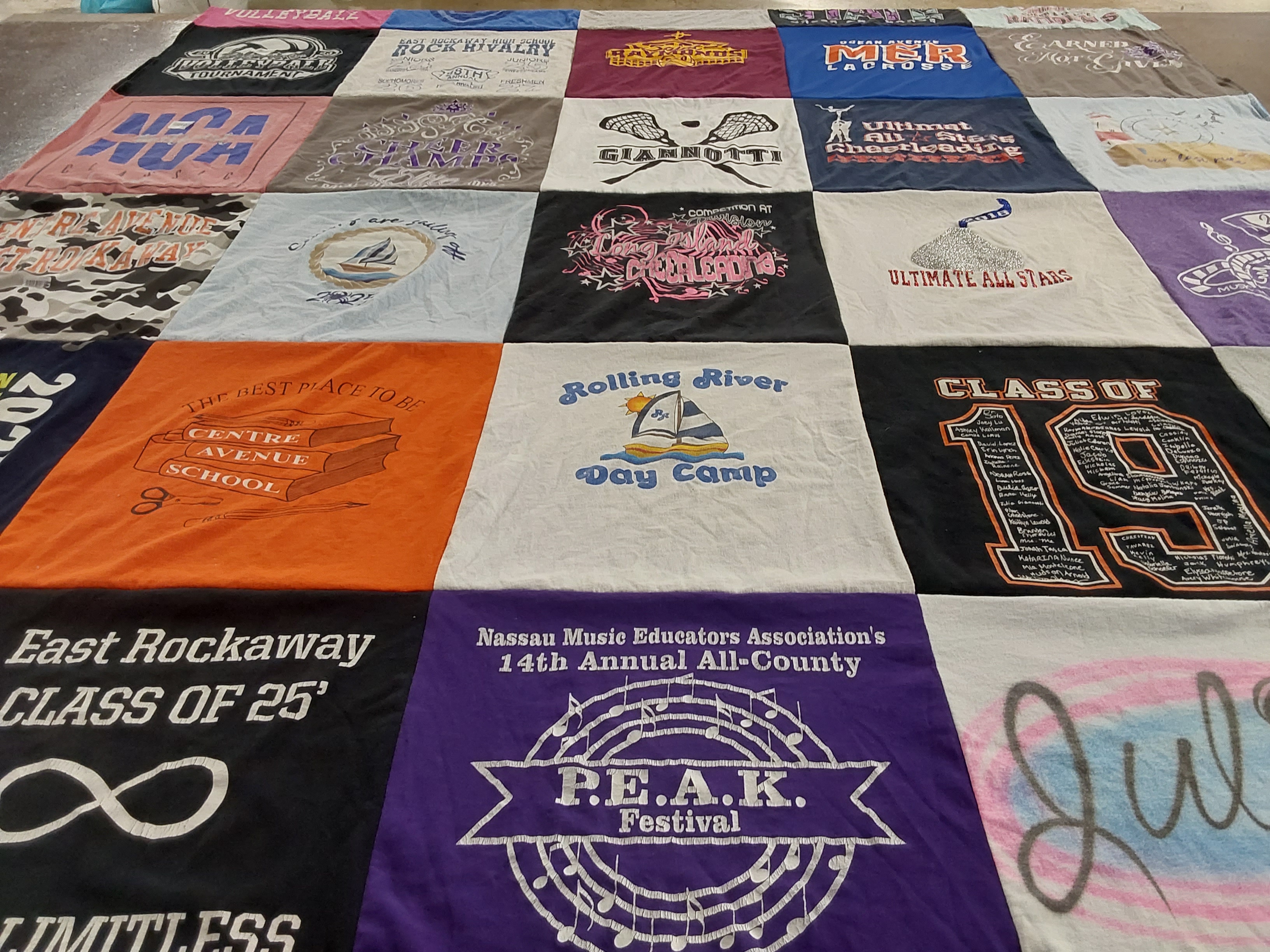 T-shirt quilt from centre avenue school by Jennifer from NY