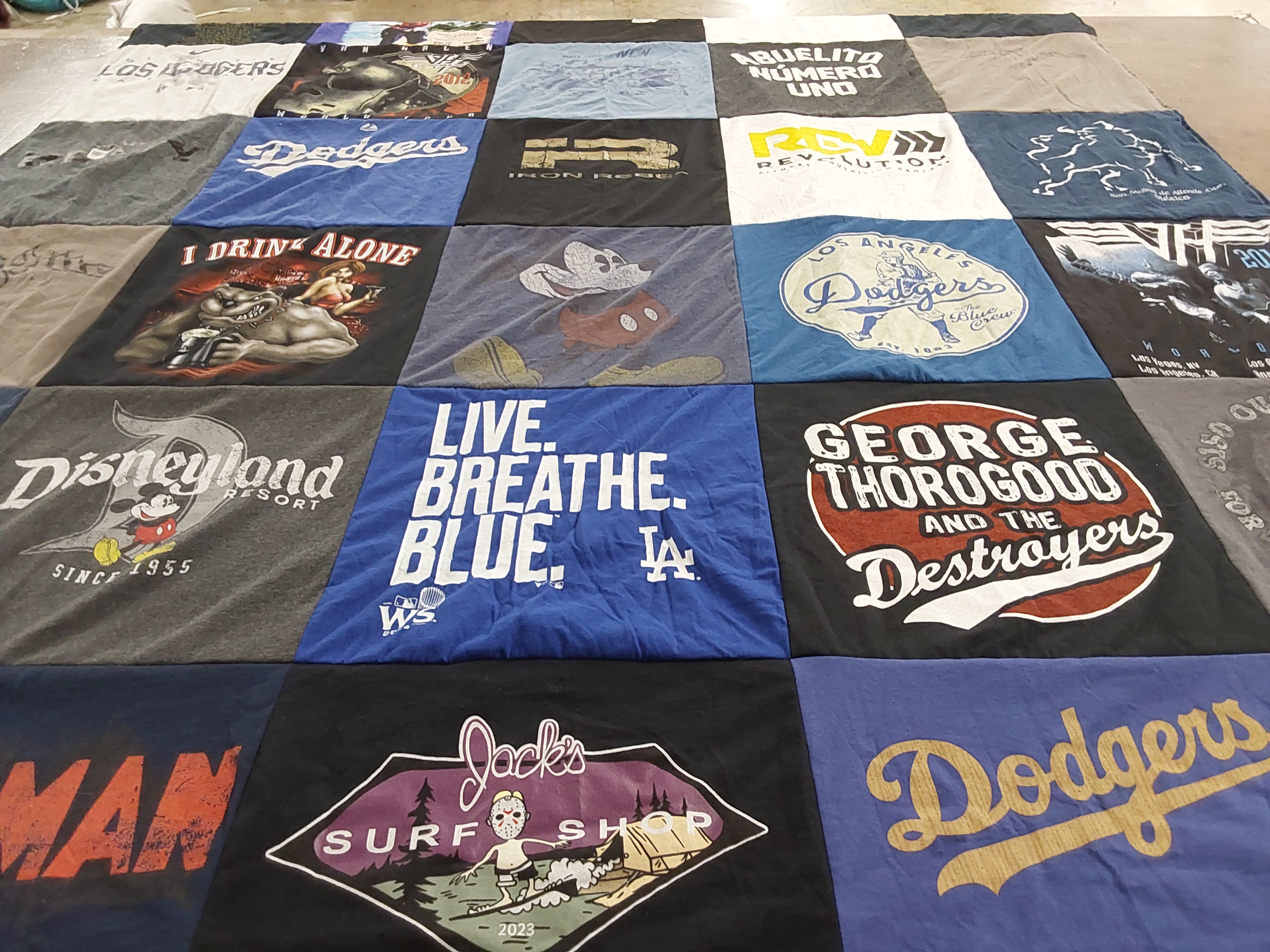 T-shirt quilt featuring los angeles dodgers by Alfred from CA
