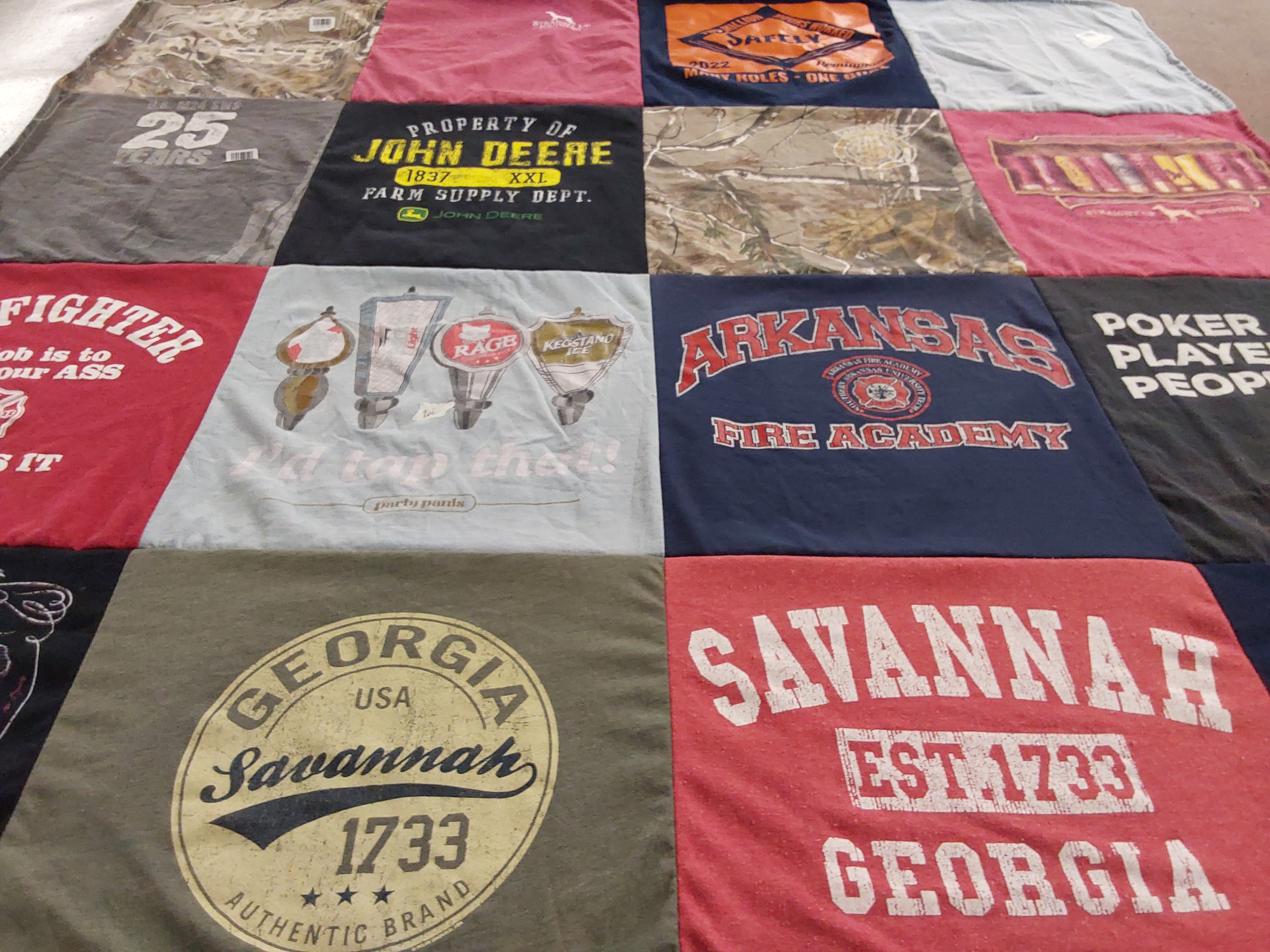 T-shirt quilt from arkansas fire academy by Britney from GA