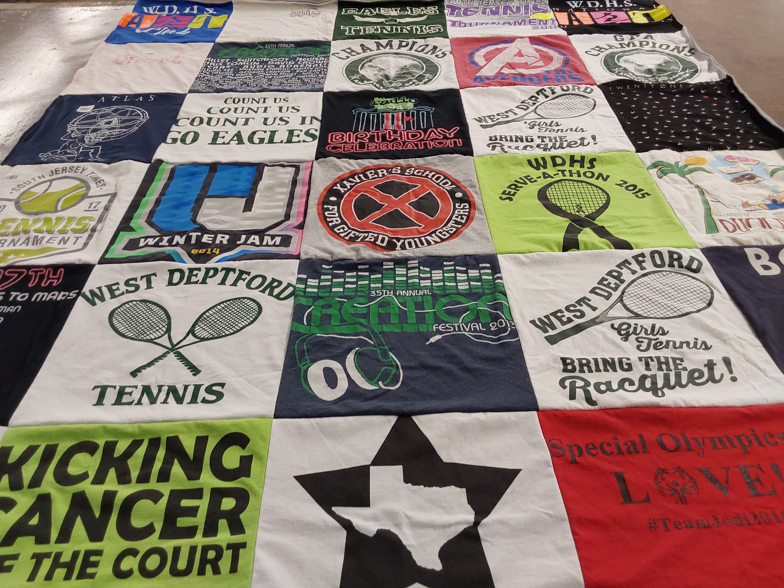 T-shirt quilt featuring west deptford girls tennis team by Tracey from NJ