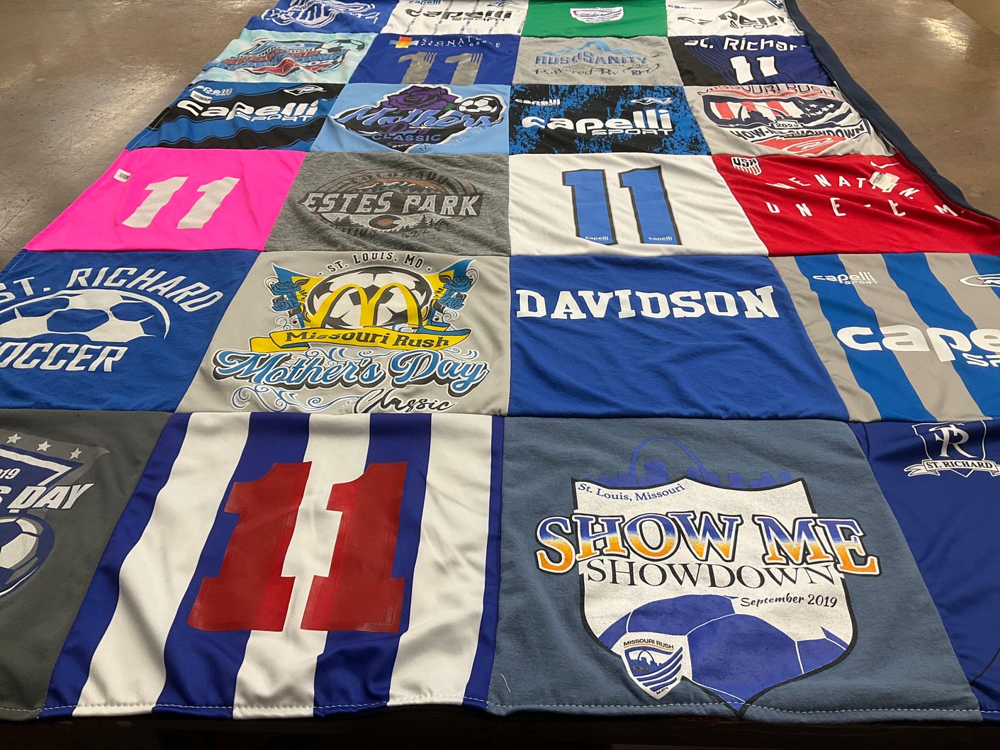 T-shirt quilt featuring st. richard soccer by Colleen from MO