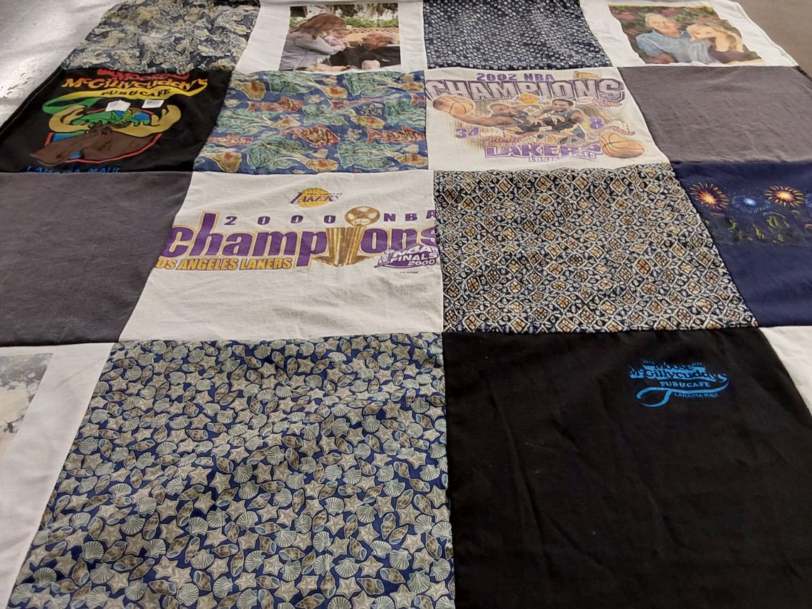 T-shirt quilt featuring los angeles lakers by Pam from OR