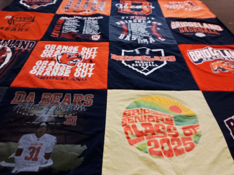T-shirt quilt featuring bridgeland baseball, bridgeland basketball by Paula from TX