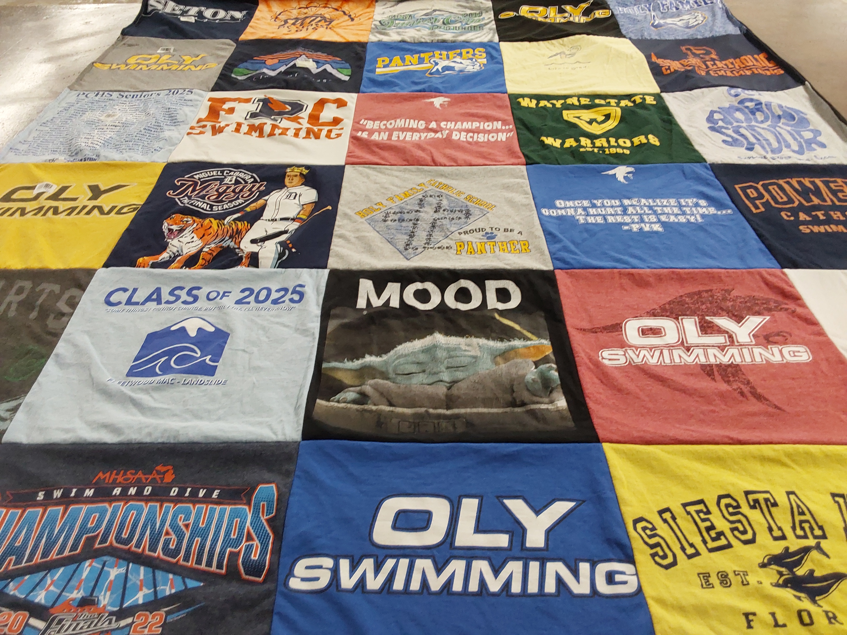 T-shirt quilt featuring lakeside high school swimming, allen park high school swimming by Jill from MI