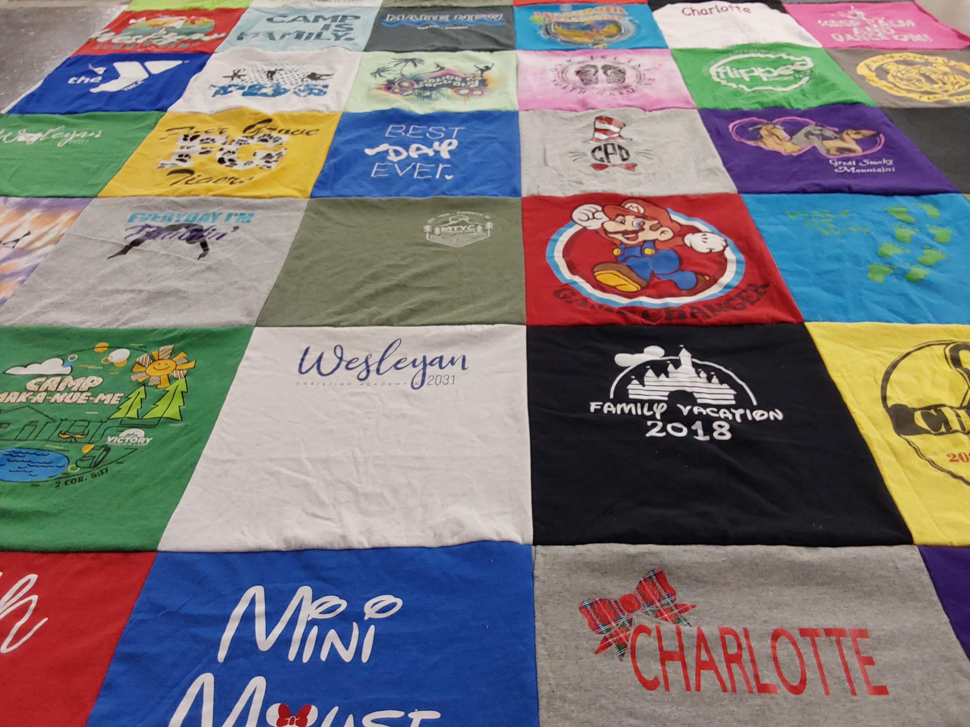 T-shirt quilt from wesleyan christian academy by Emily from NC