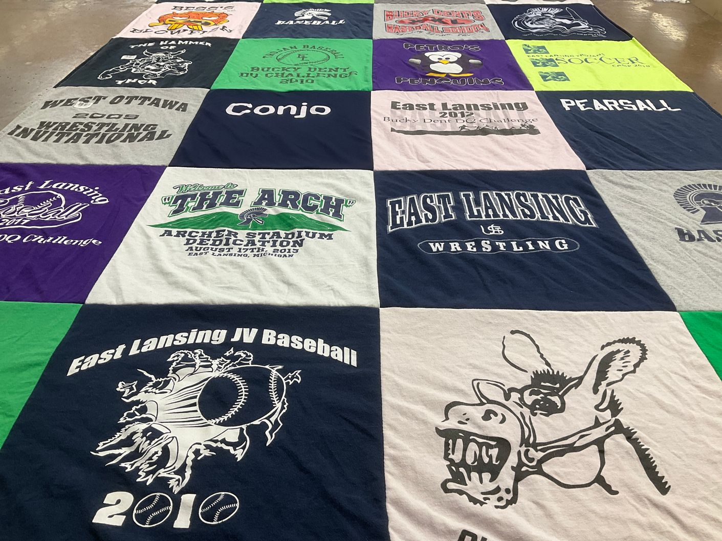 T-shirt quilt featuring east lansing wrestling, east lansing jv baseball by DOUGLAS&NANCY from MI