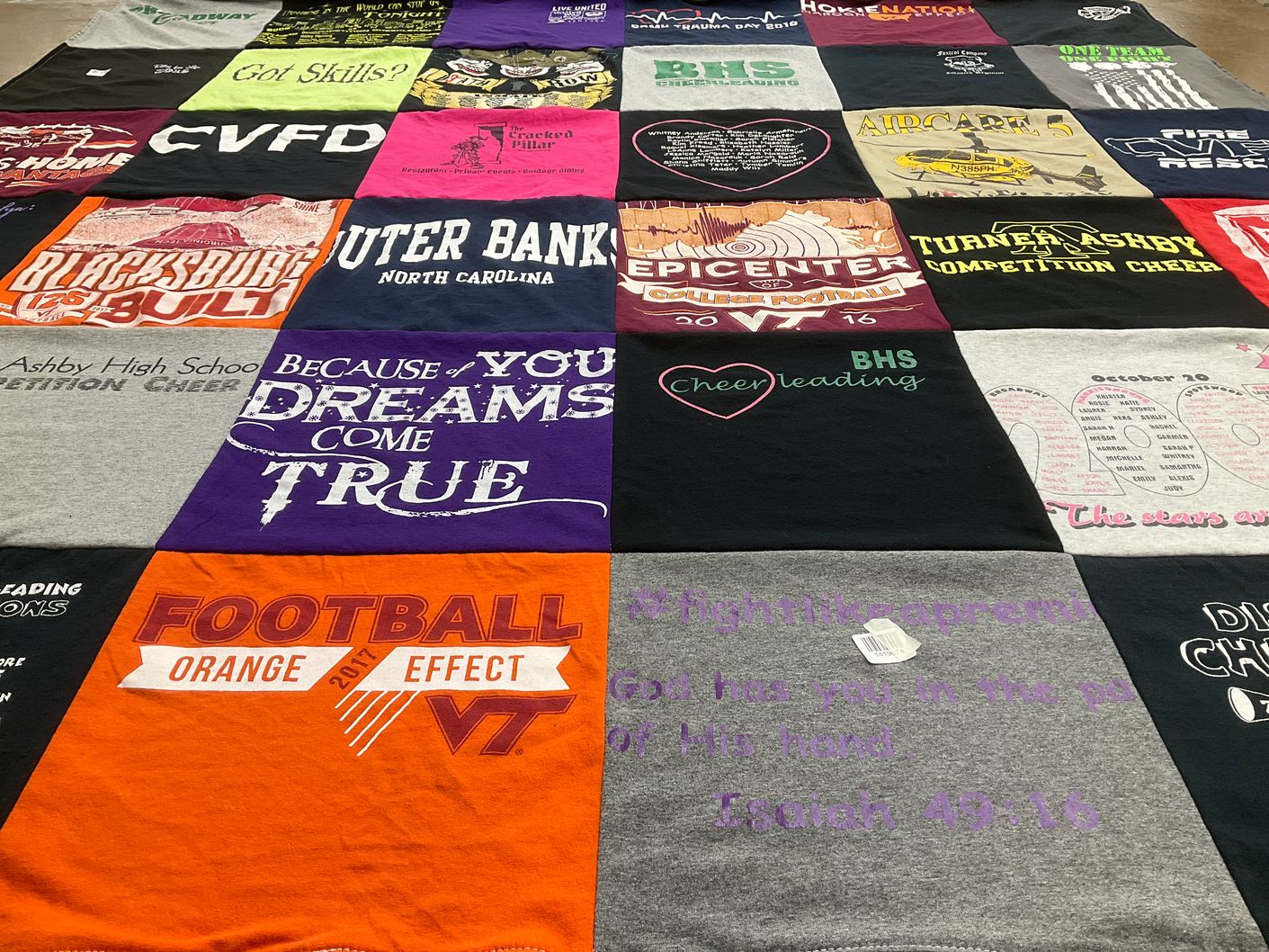T-shirt quilt featuring bhs cheerleading by Natalie from VA