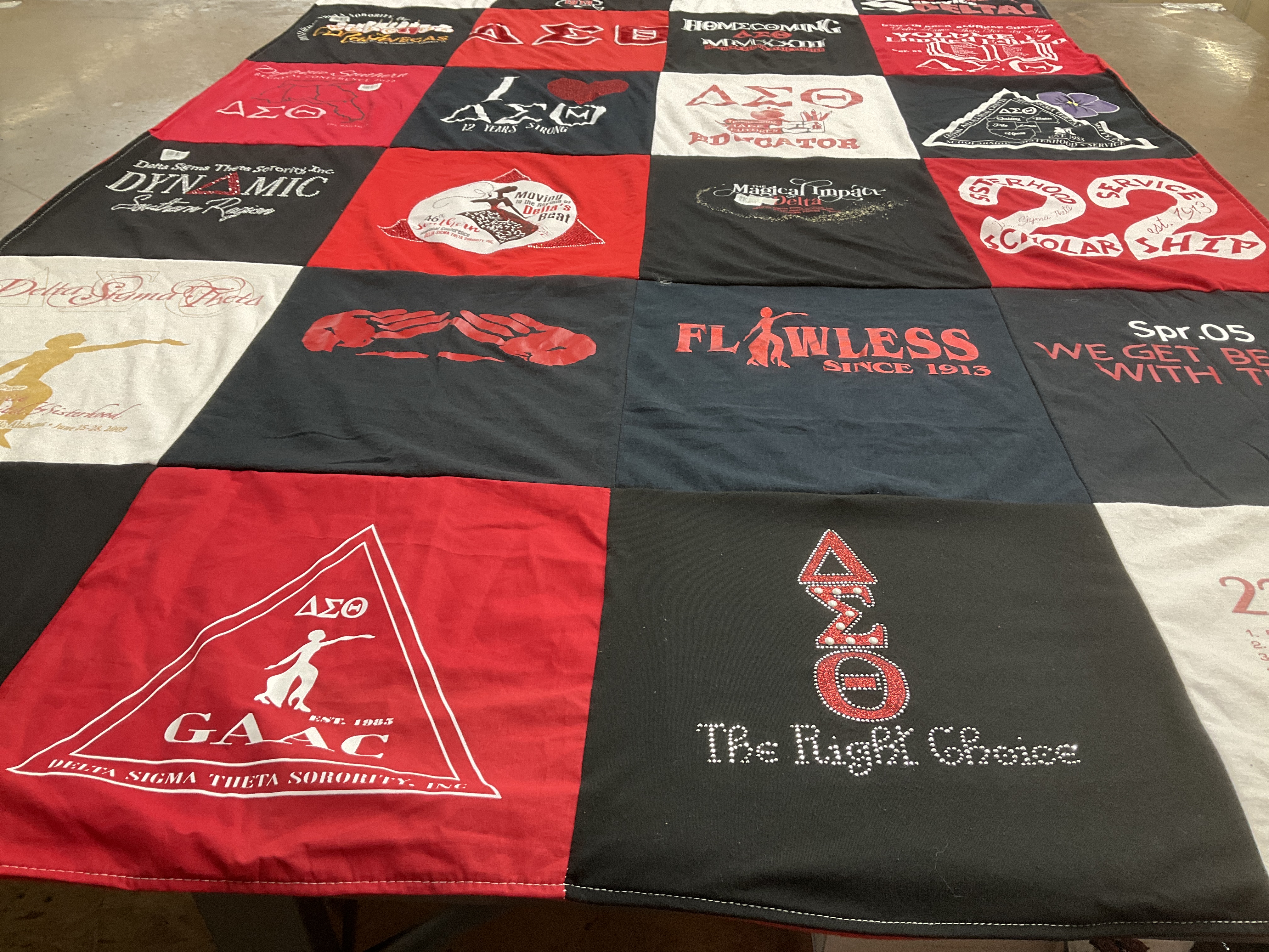 T-shirt quilt with sorority, sisterhood themes by Lisa from GA