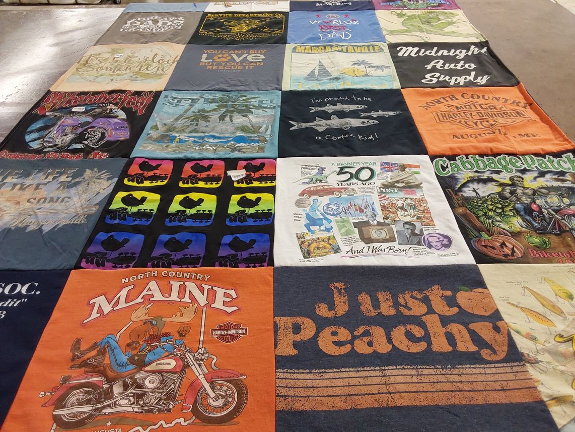T-shirt quilt with motorcycles, festivals themes by Alison from FL