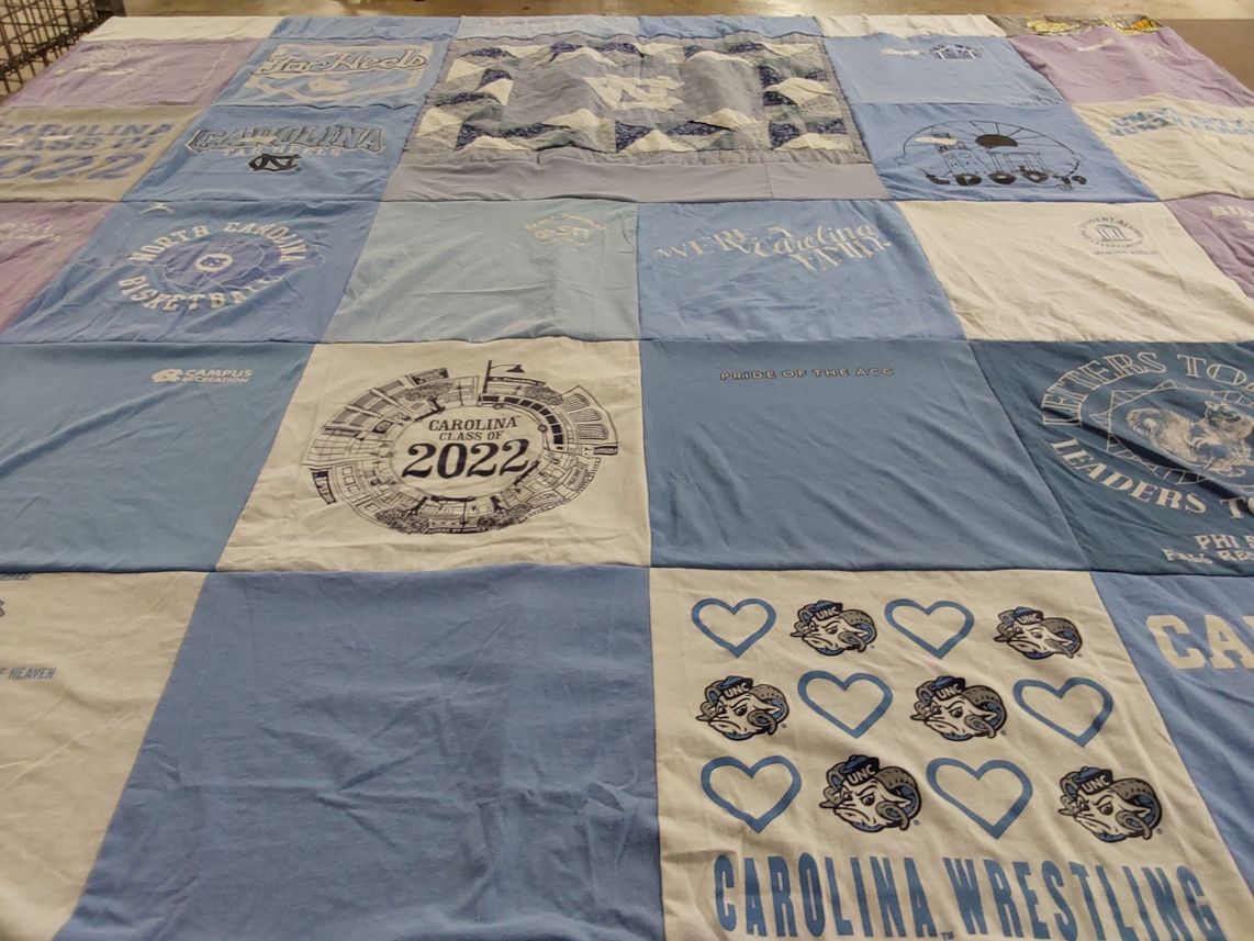 T-shirt quilt featuring carolina wrestling, north carolina basketball by Dena from NC