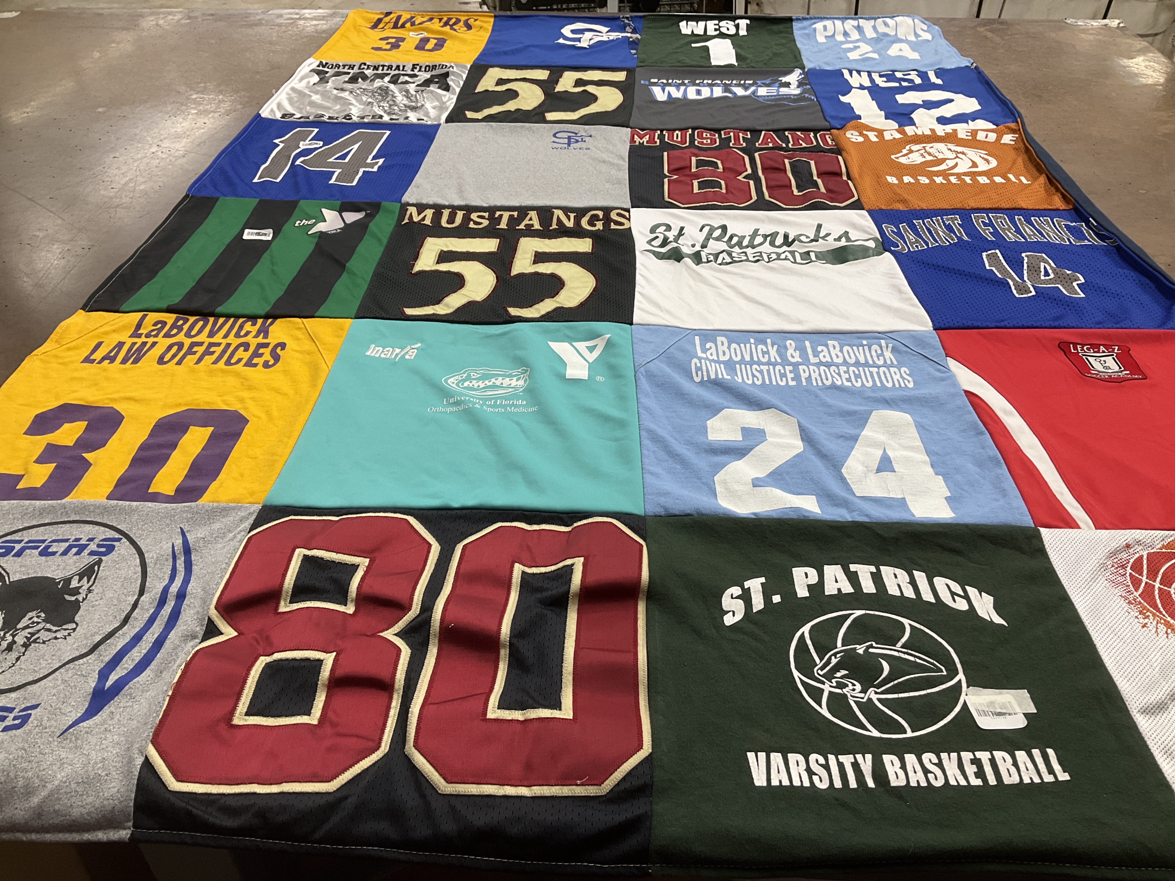 T-shirt quilt featuring mustangs, huskies by Catherine from FL