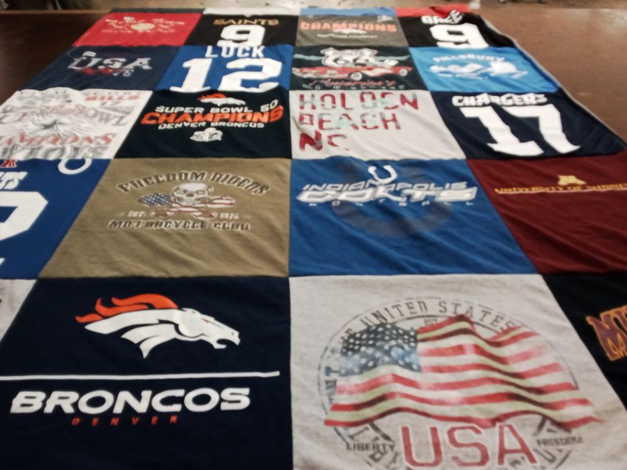 T-shirt quilt featuring denver broncos, indianapolis colts by Danial from OH