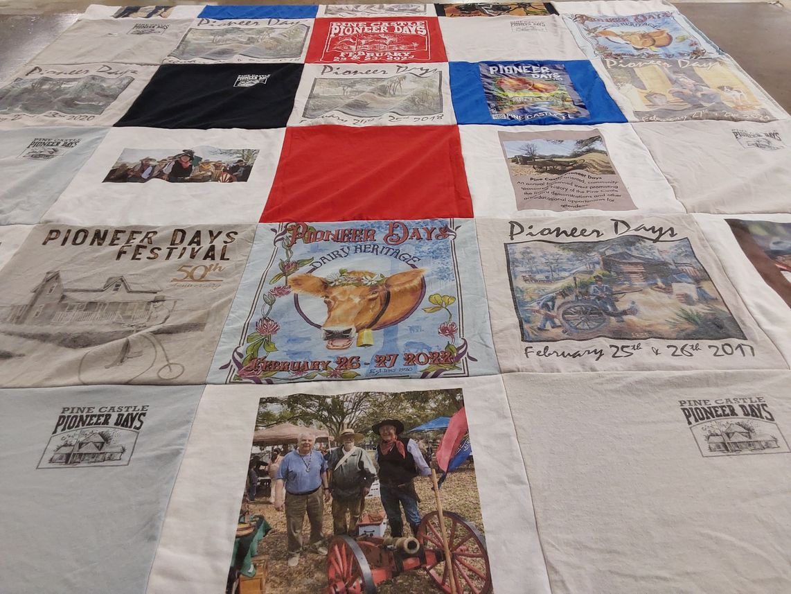 T-shirt quilt with festivals, history themes by Carol from FL