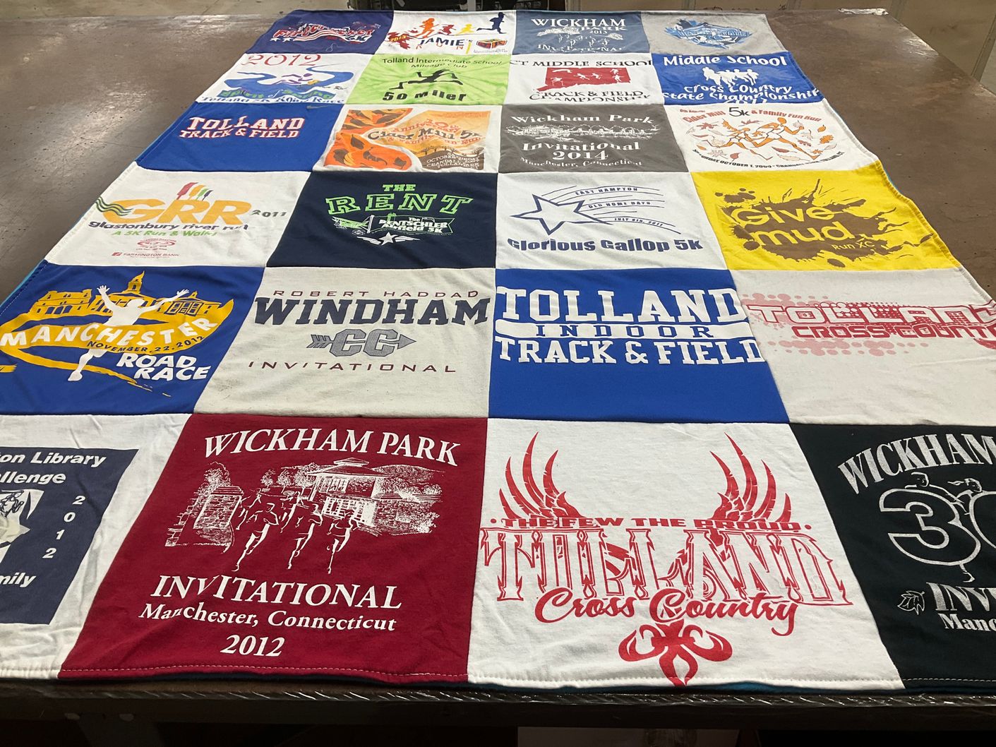 T-shirt quilt featuring tolland high school cross country, wickham park invitational by Samantha from MA