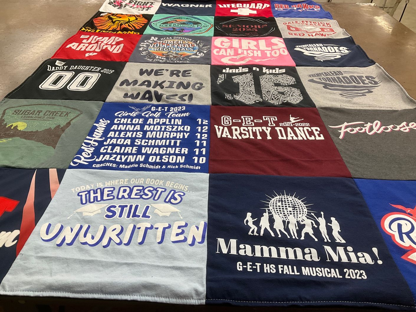 T-shirt quilt featuring g-e-t girls golf team by Kate from WI