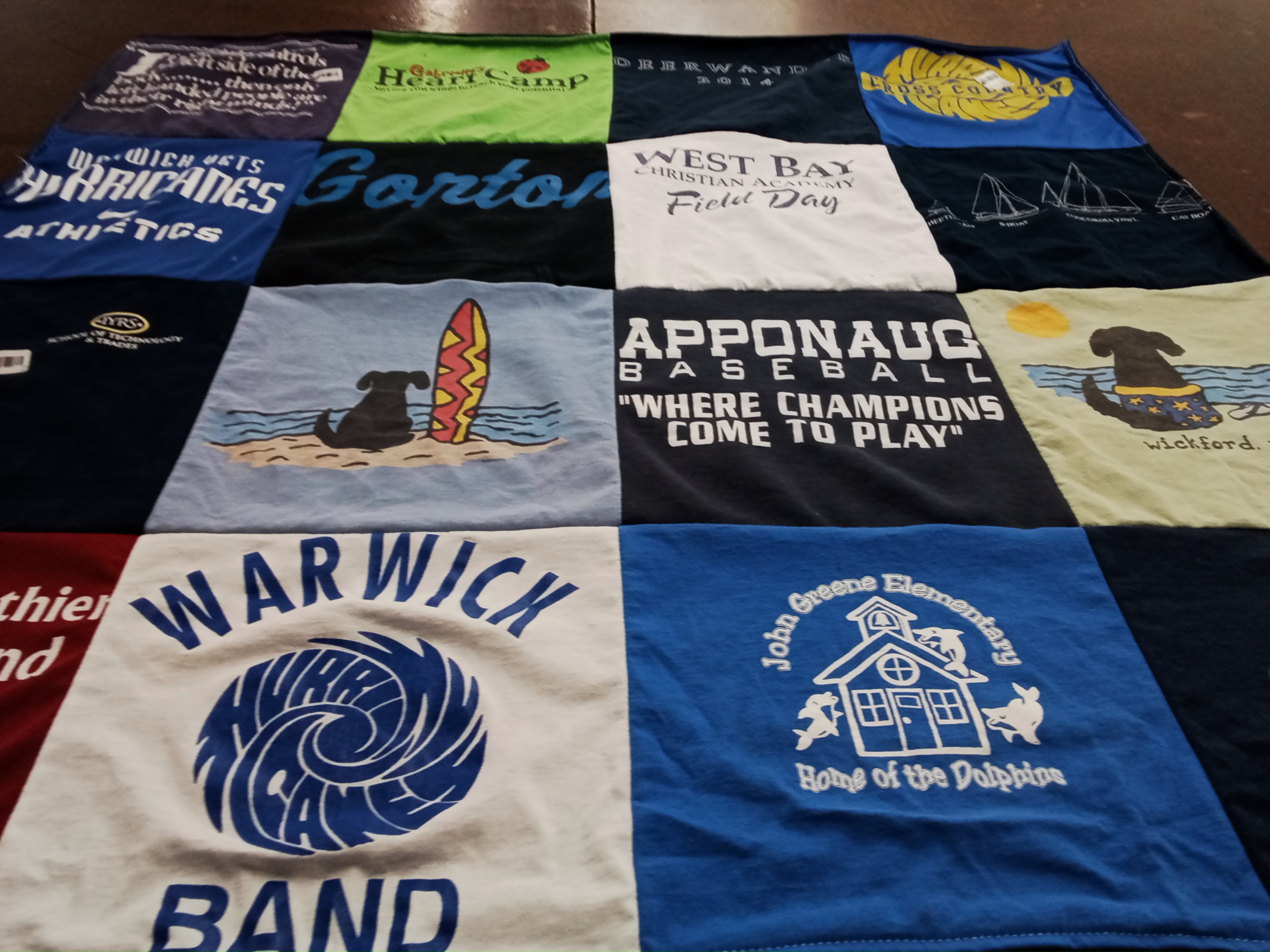T-shirt quilt featuring apphonaug baseball, warwick hurricanes by Cynthia from RI