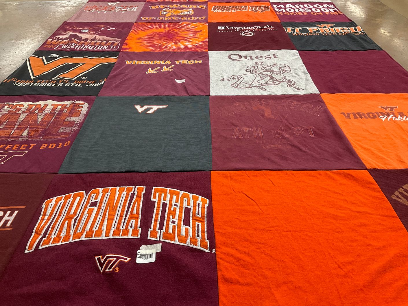 T-shirt quilt featuring virginia tech hokies by Jessica from VA