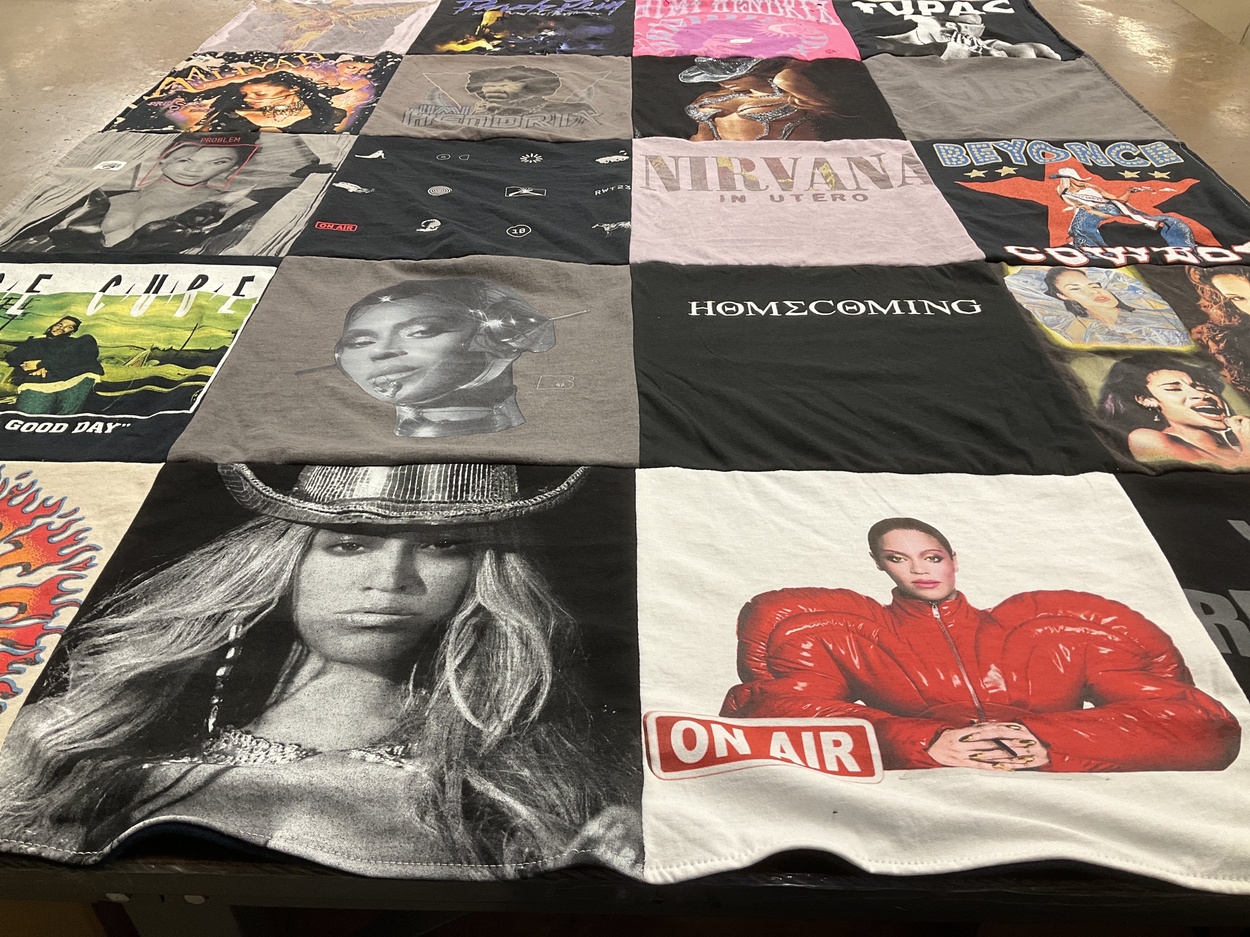 T-shirt quilt with music, celebrities themes by Jazmine from VA