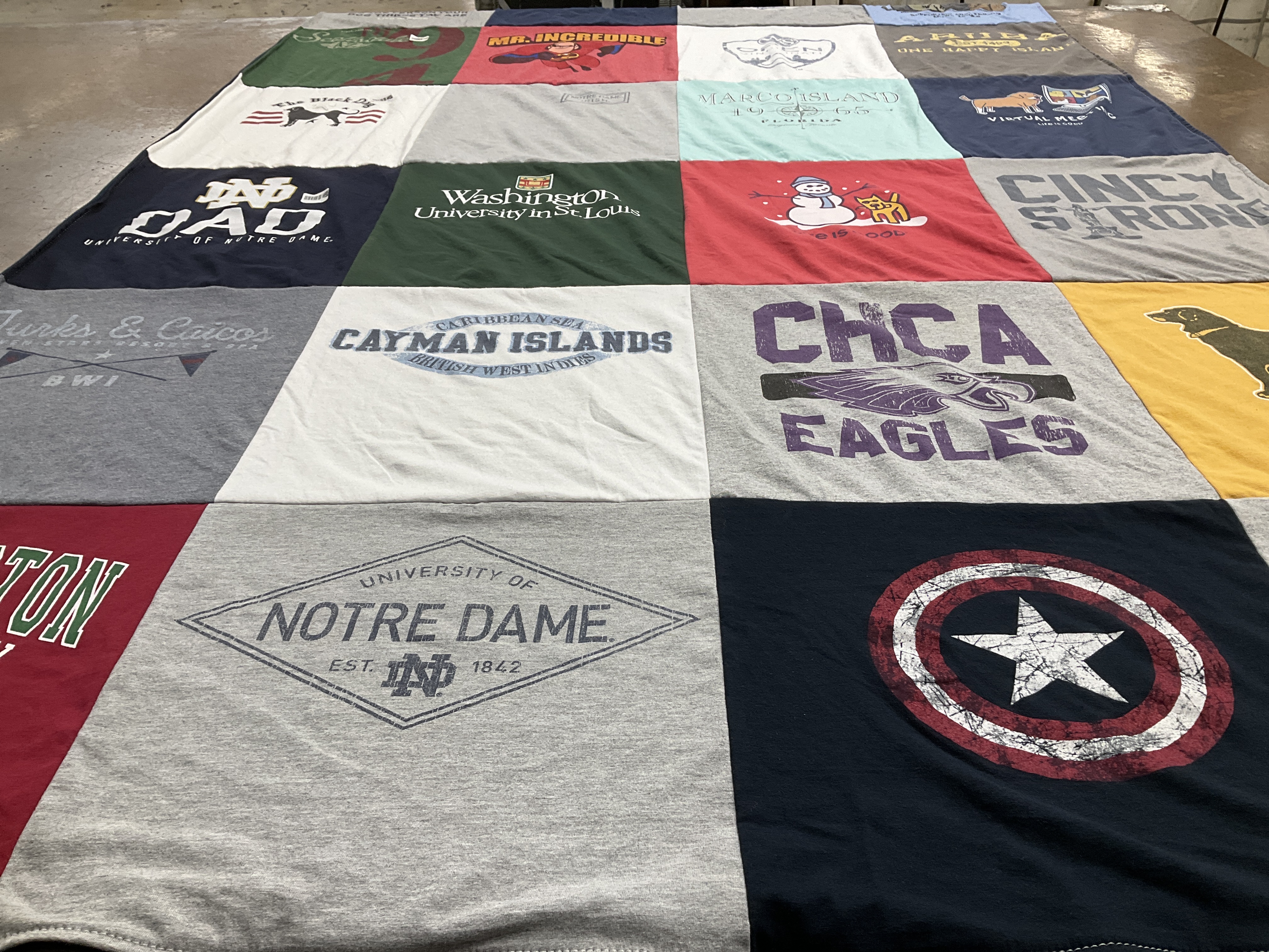 T-shirt quilt from university of notre dame, washington university in st louis by Christina from OH