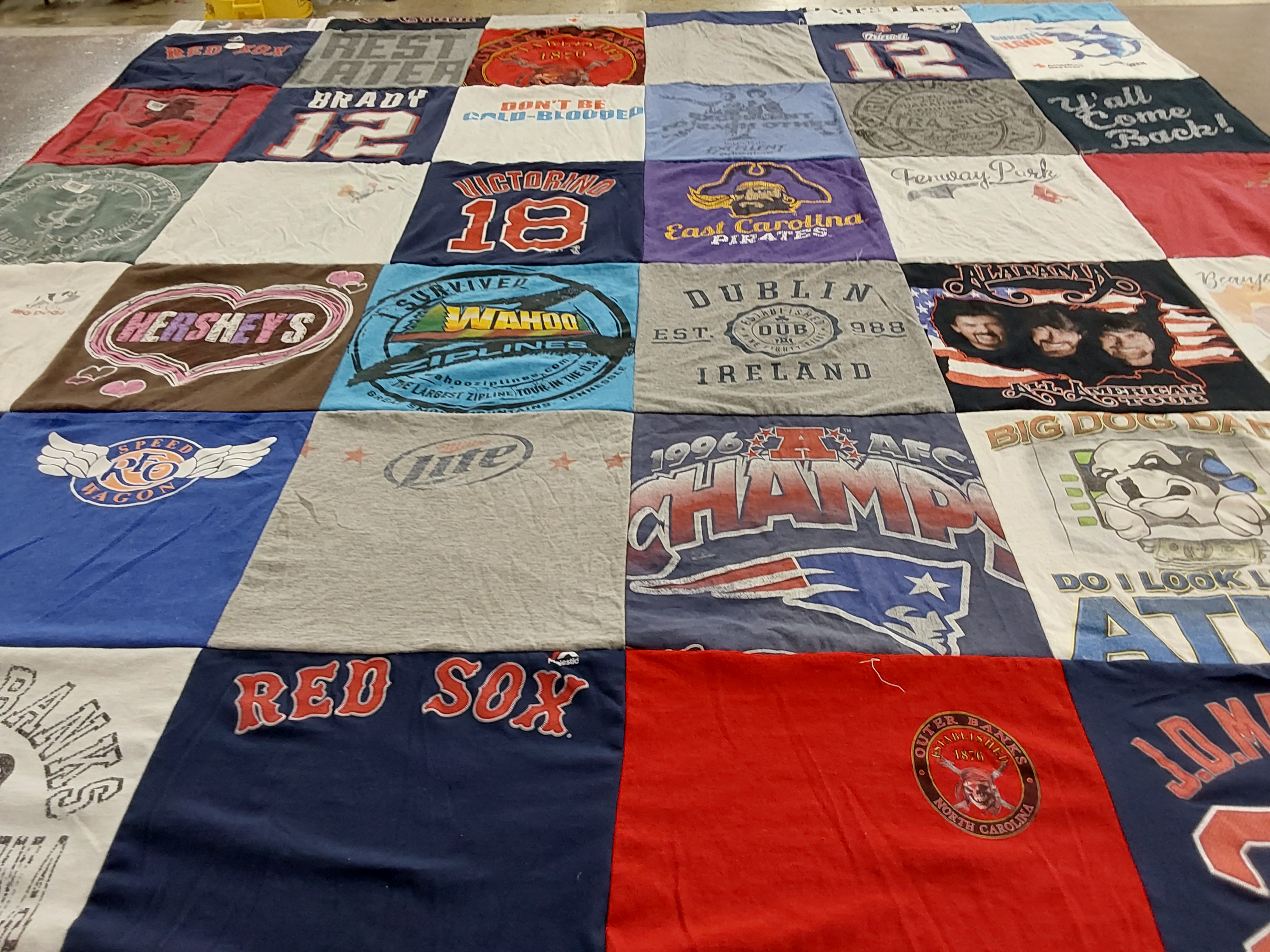 T-shirt quilt featuring new england patriots, boston red sox by Karen from NC