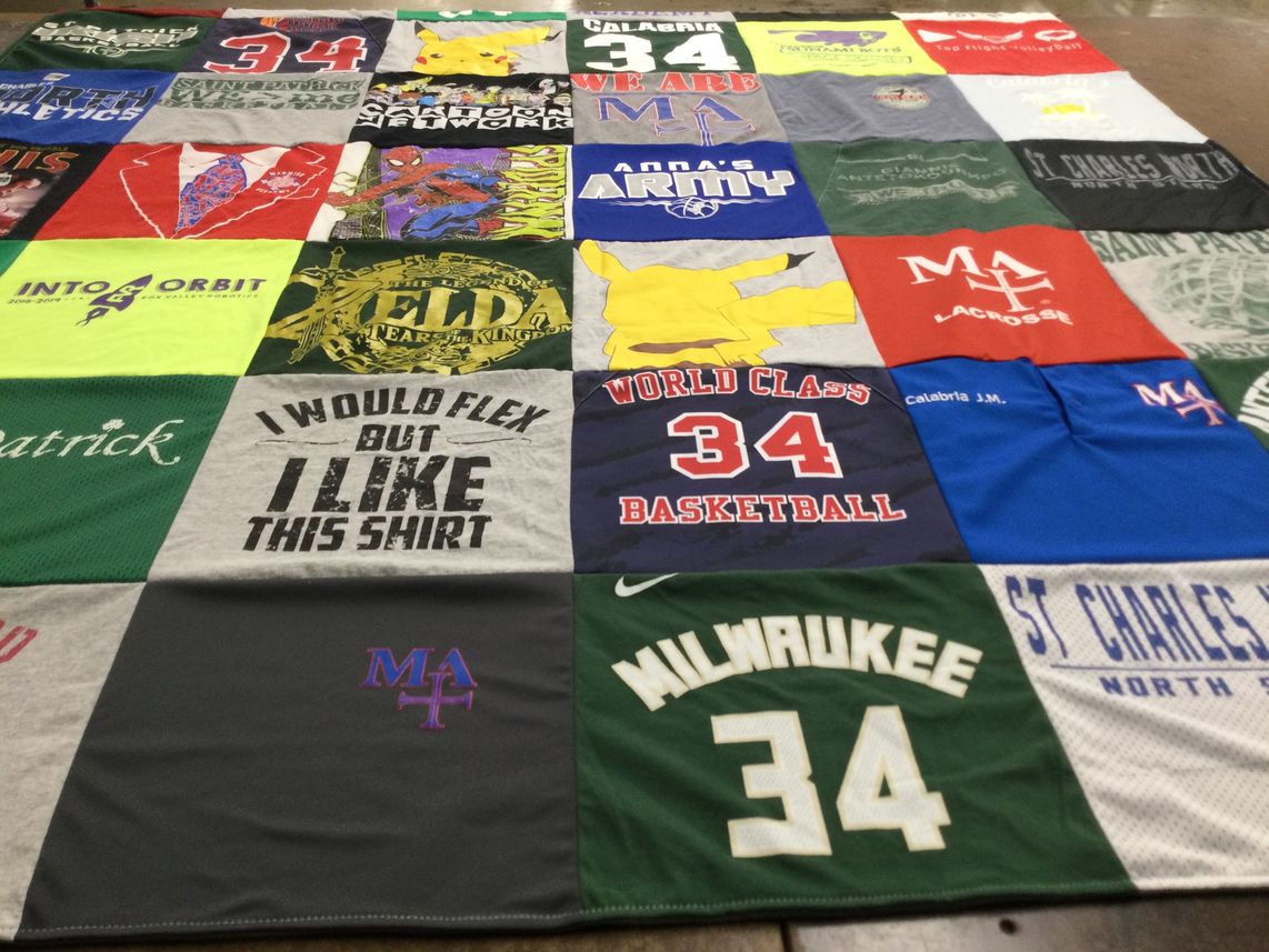 T-shirt quilt featuring milwaukee bucks, st charles north by Robert from IL