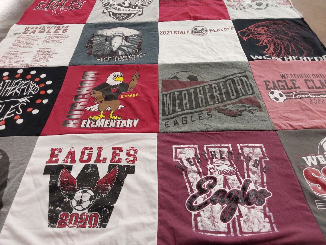 T-shirt quilt featuring weatherford eagles by Veronica from OK