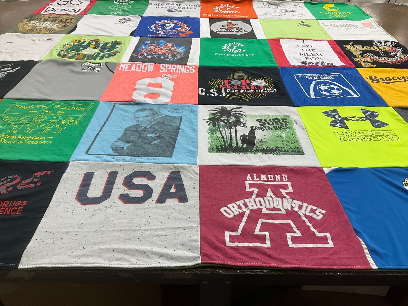 T-shirt quilt from almond orthodontics by Valerie from WA
