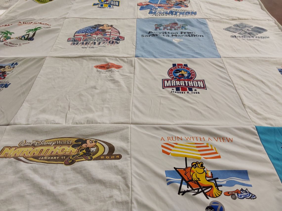 T-shirt quilt with running, marathons themes by Daniel from FL
