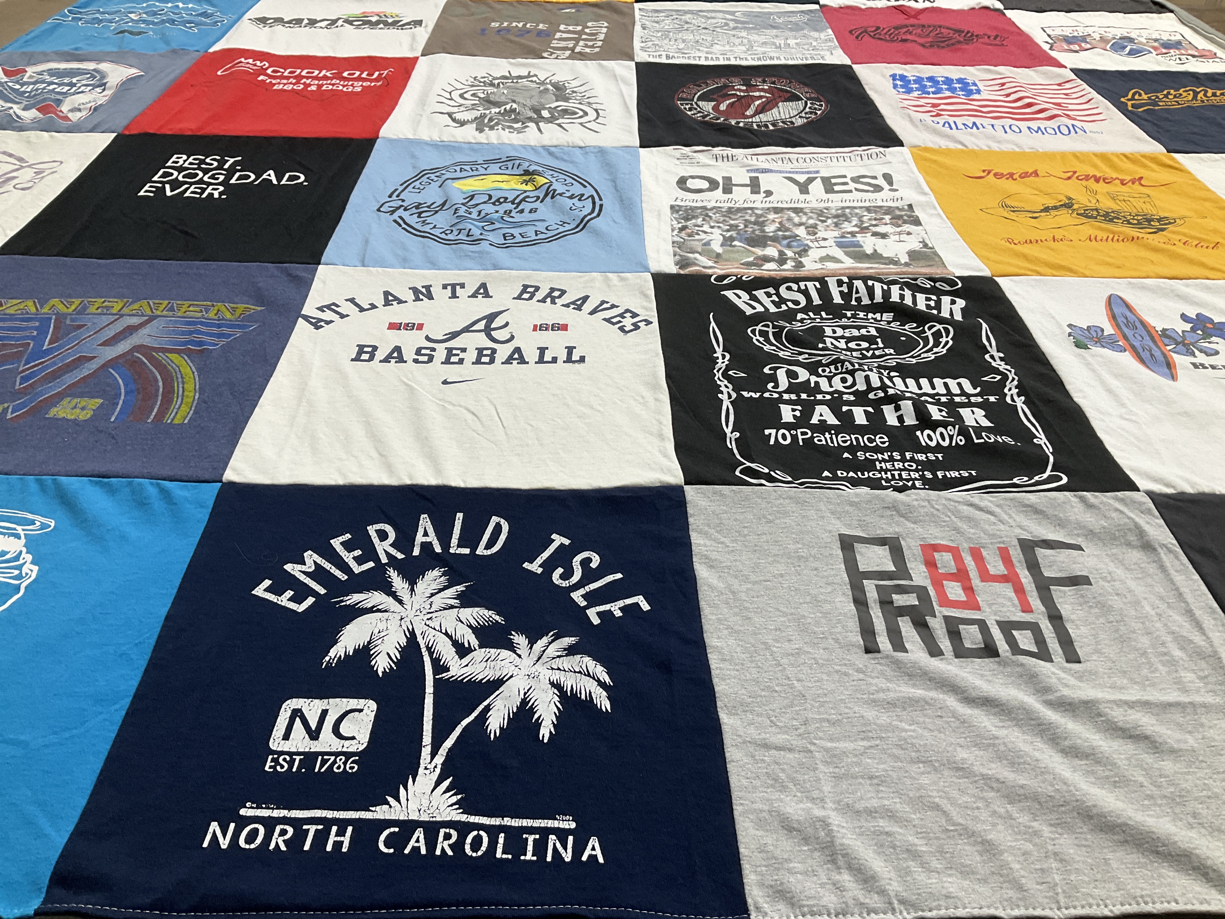 T-shirt quilt with baseball, family themes by Cynthia from NC