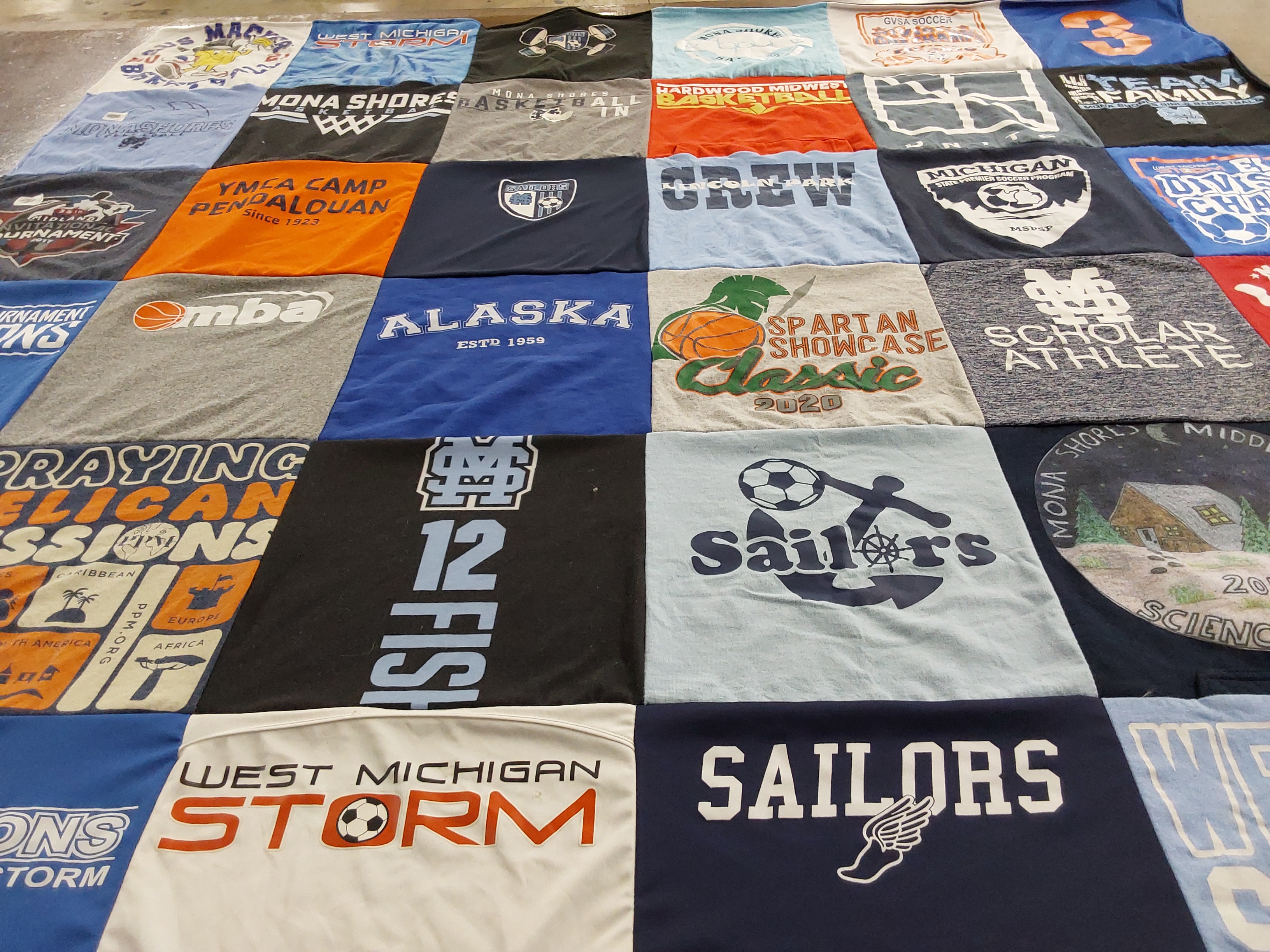 T-shirt quilt featuring west michigan storm, mona shores sailors by Kaitlyn from MI