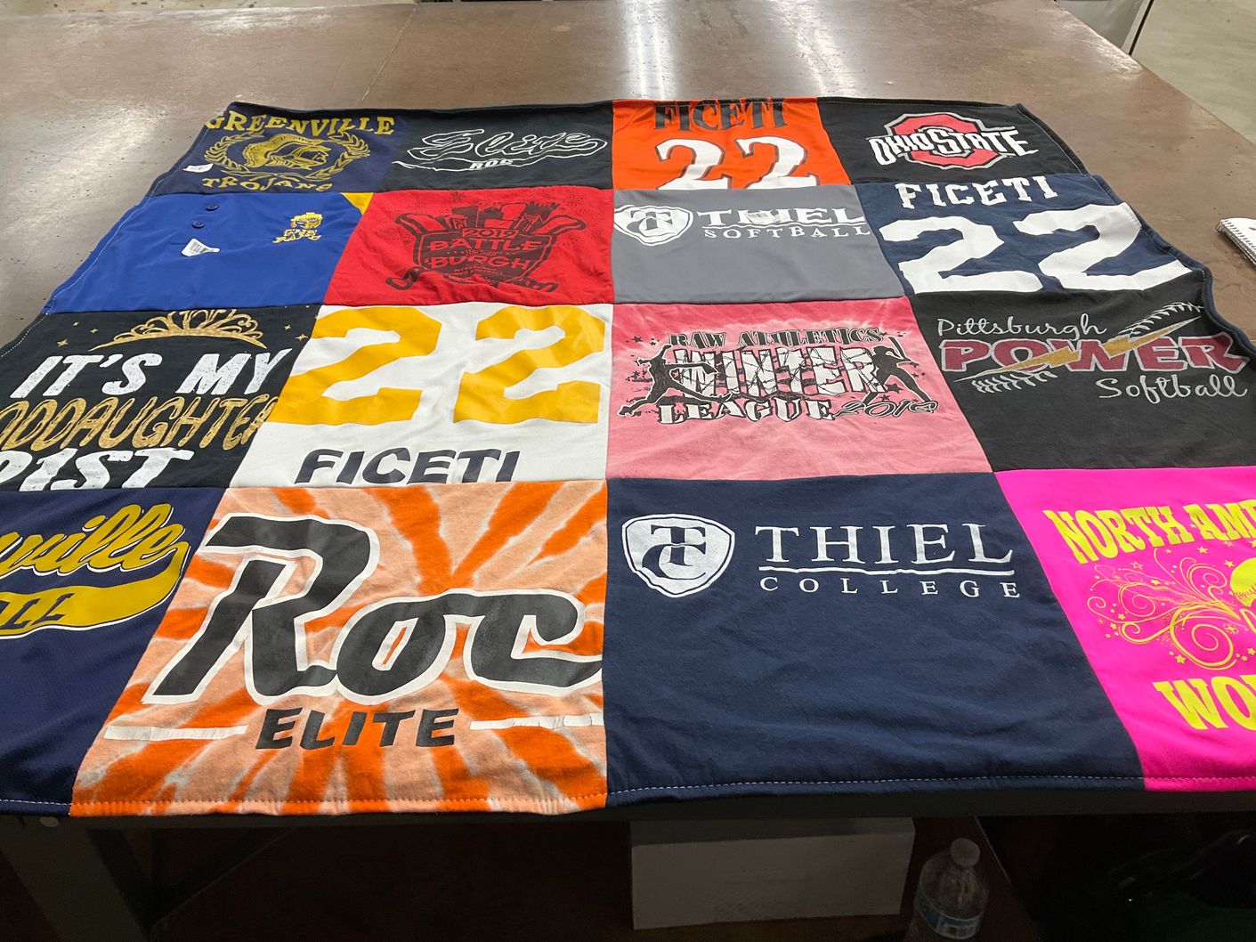 T-shirt quilt featuring pittsburgh power softball by Darlene from PA