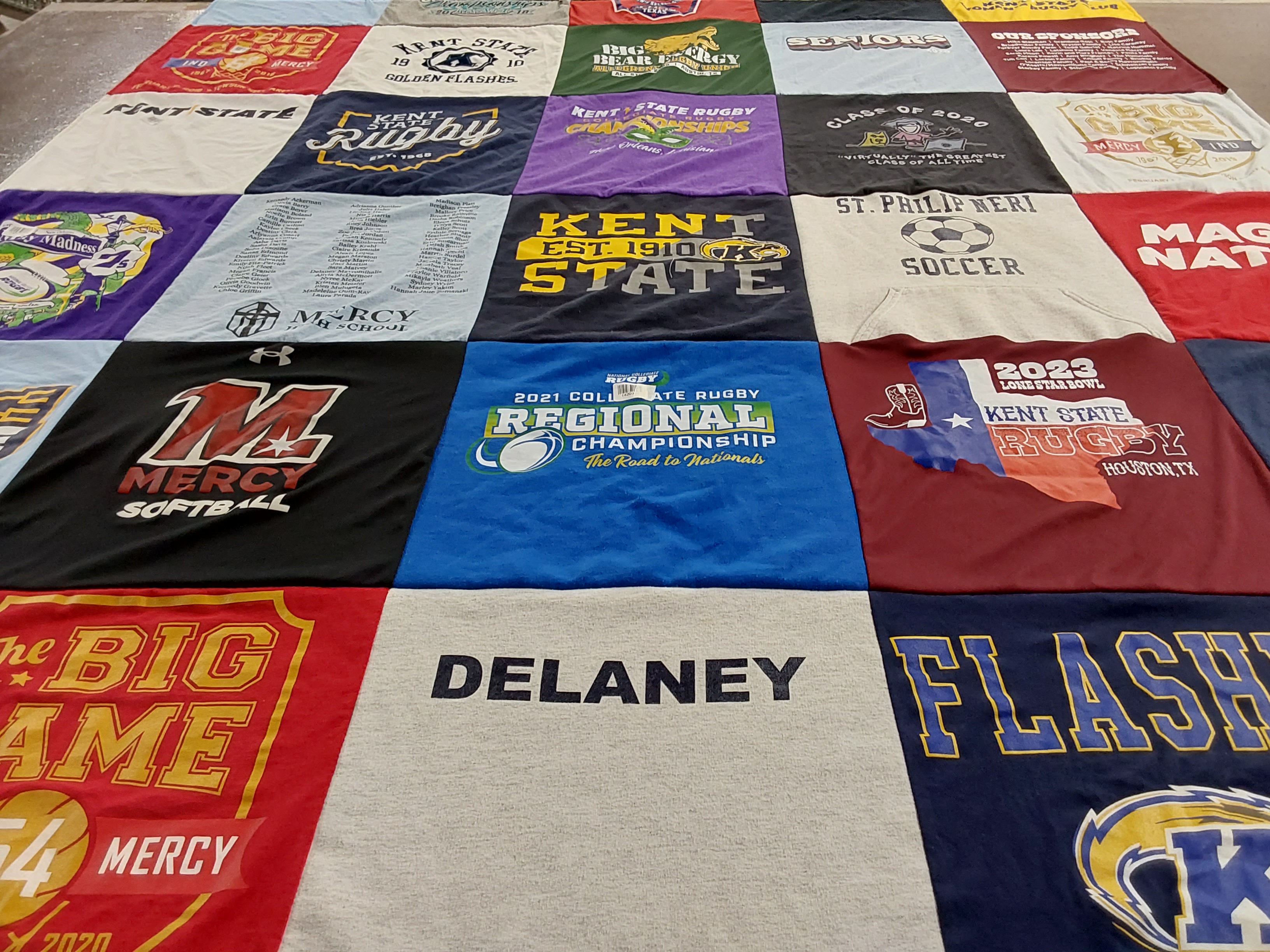 T-shirt quilt featuring kent state rugby, mercy softball by Thomas from MD