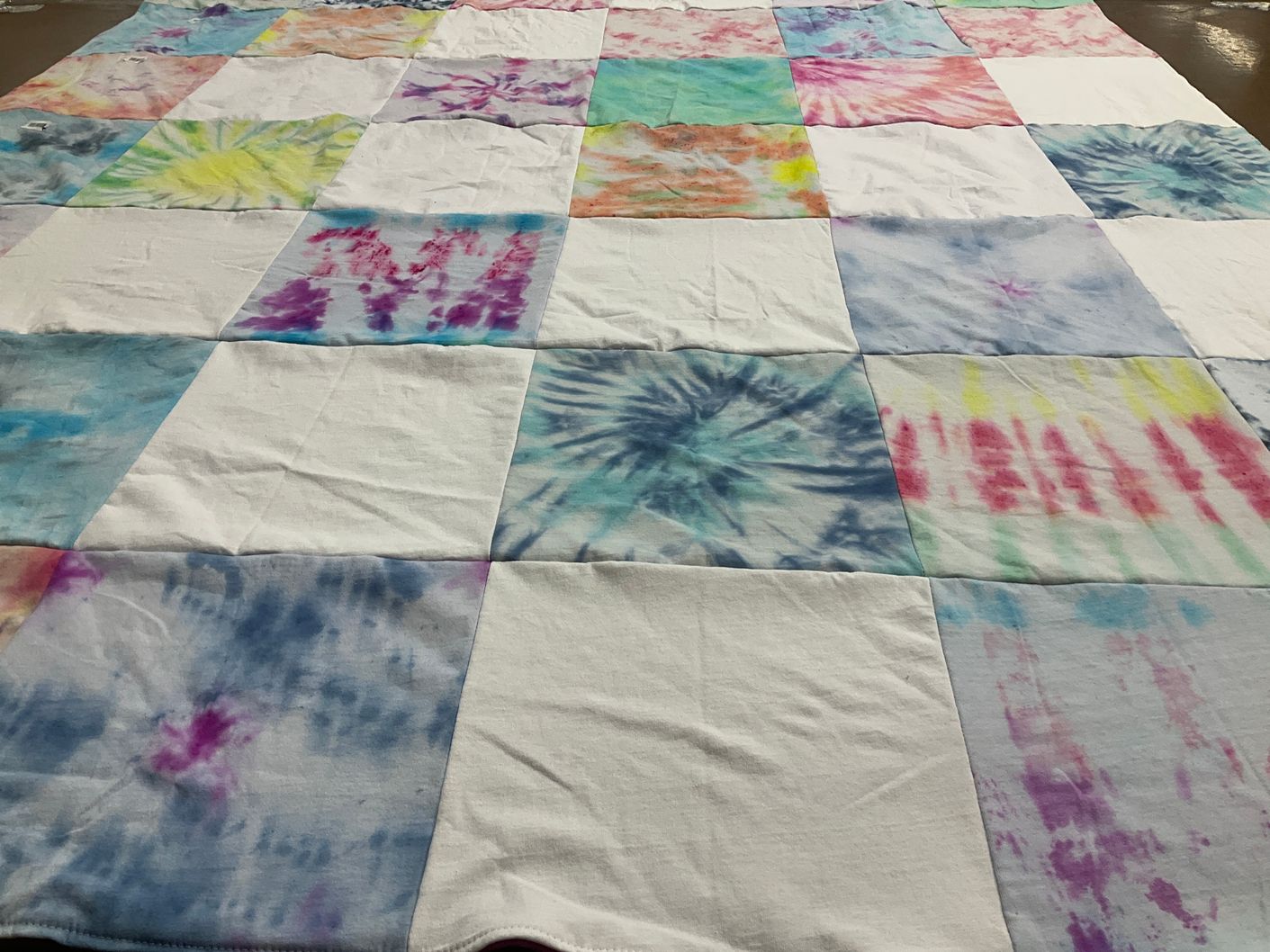 T-shirt quilt with tie dye, crafting themes by Bo from CO