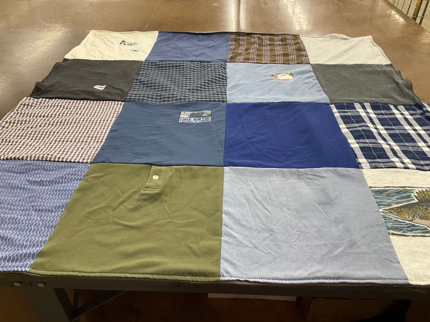 T-shirt quilt with fishing, outdoors themes by elizabeth from GA