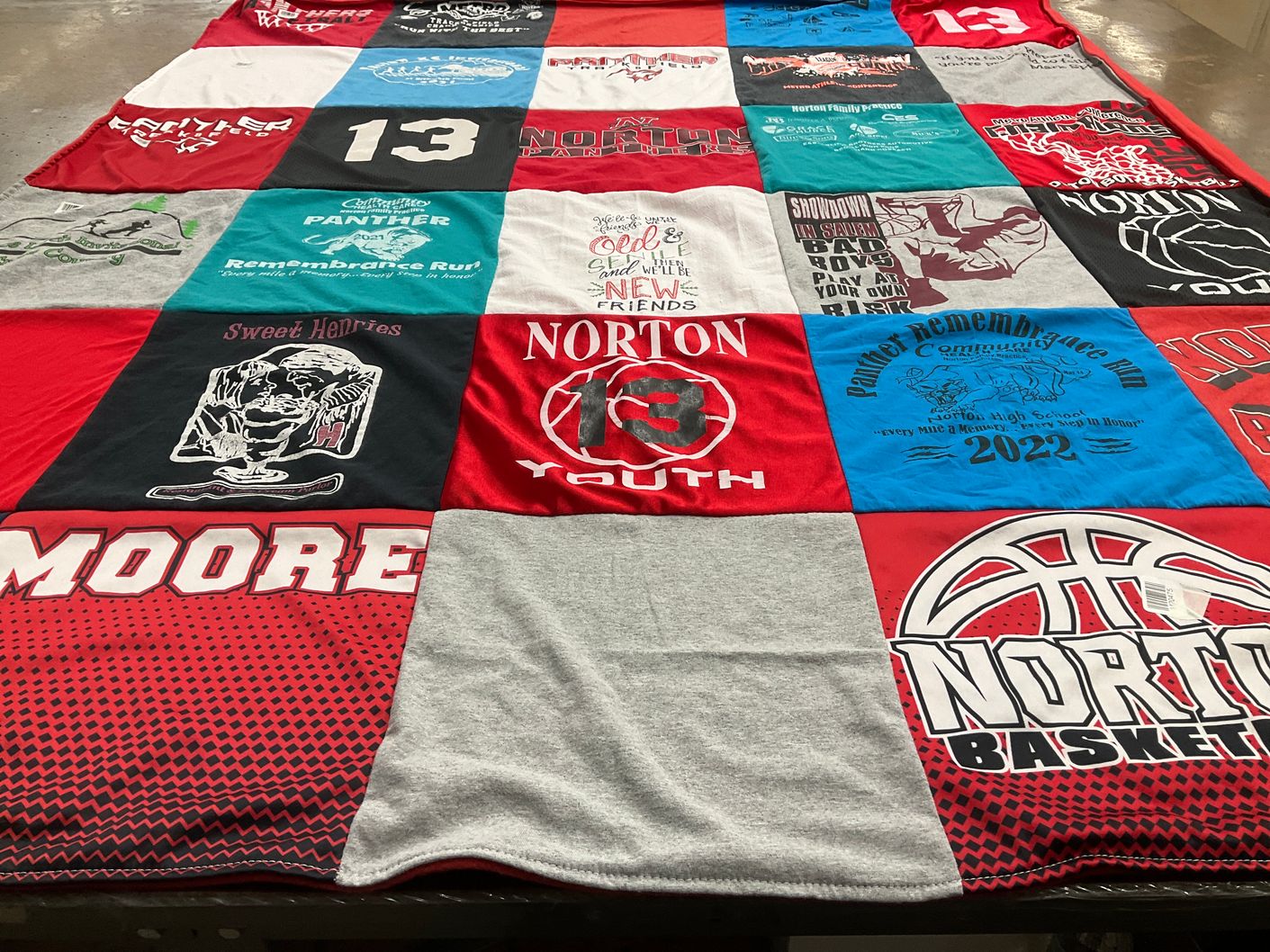 T-shirt quilt featuring norton basketball by Betty from OH
