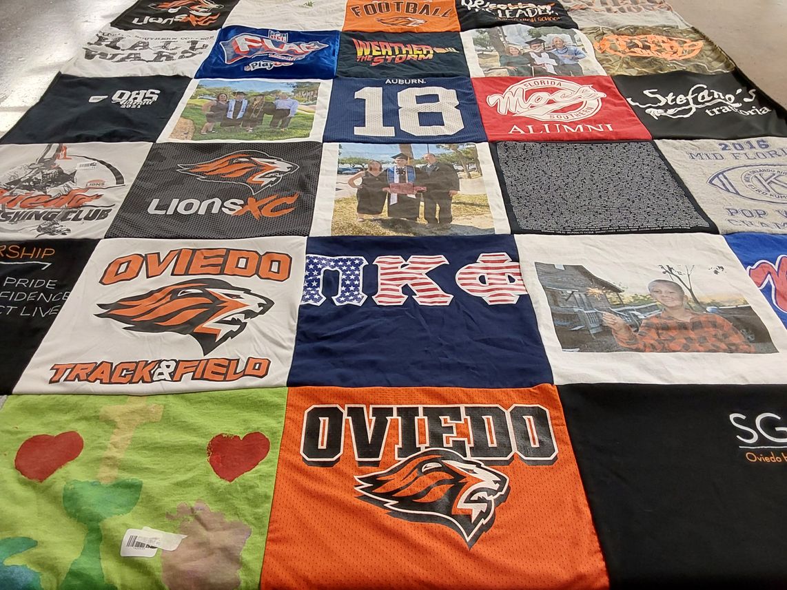 T-shirt quilt featuring oviedo high school, lions xc by Cherie from FL