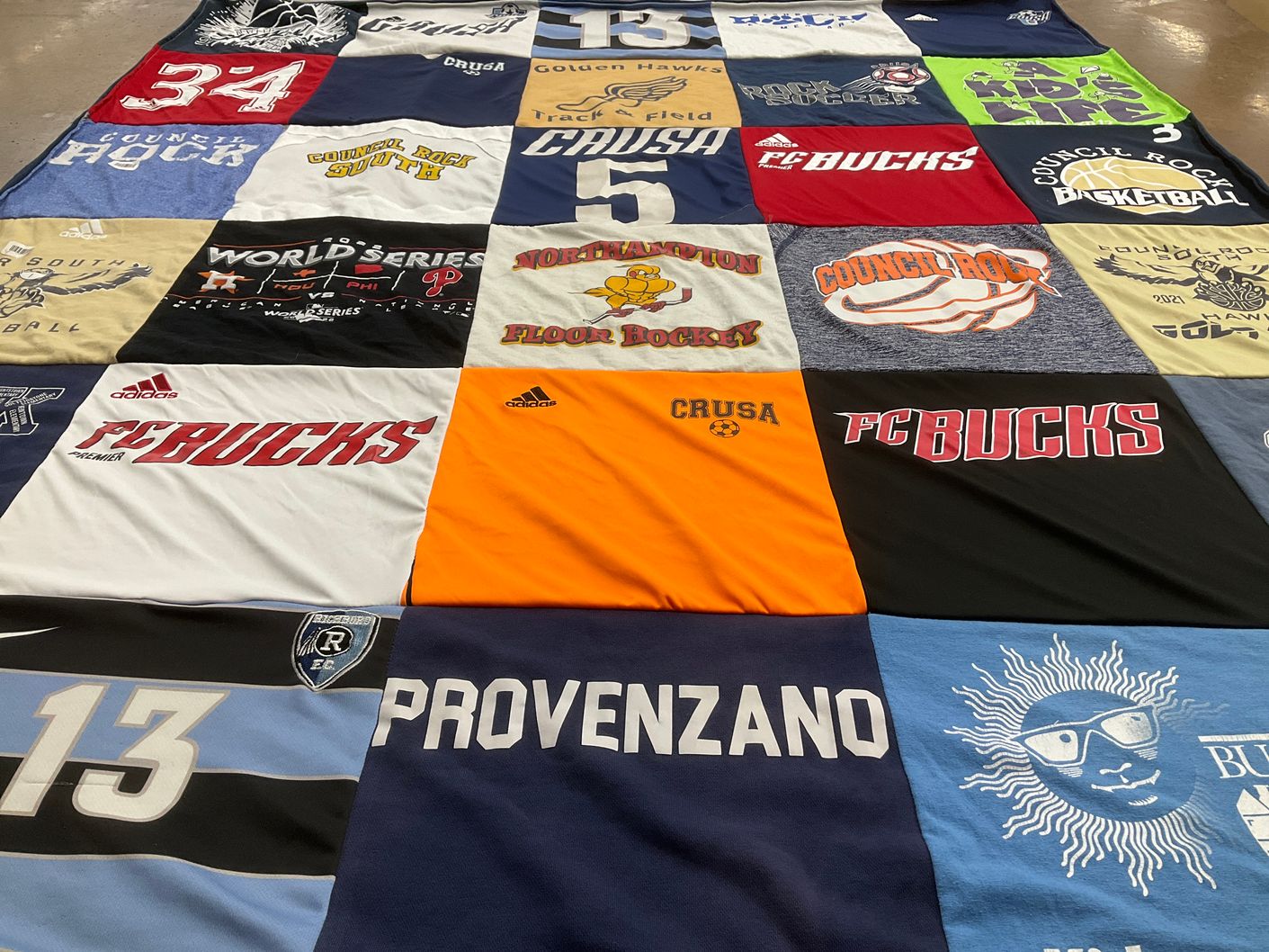 T-shirt quilt featuring council rock south high school basketball, council rock north high school hockey by Mike from FL