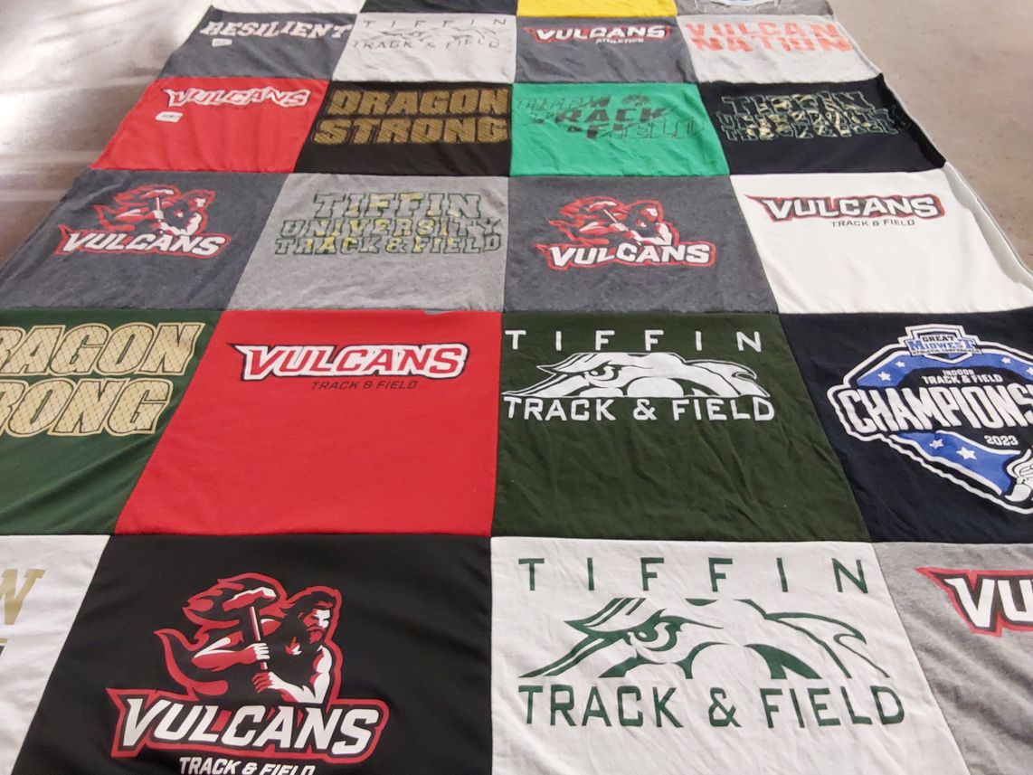 T-shirt quilt featuring tiffin university track and field, vulcans by Tatia from VA