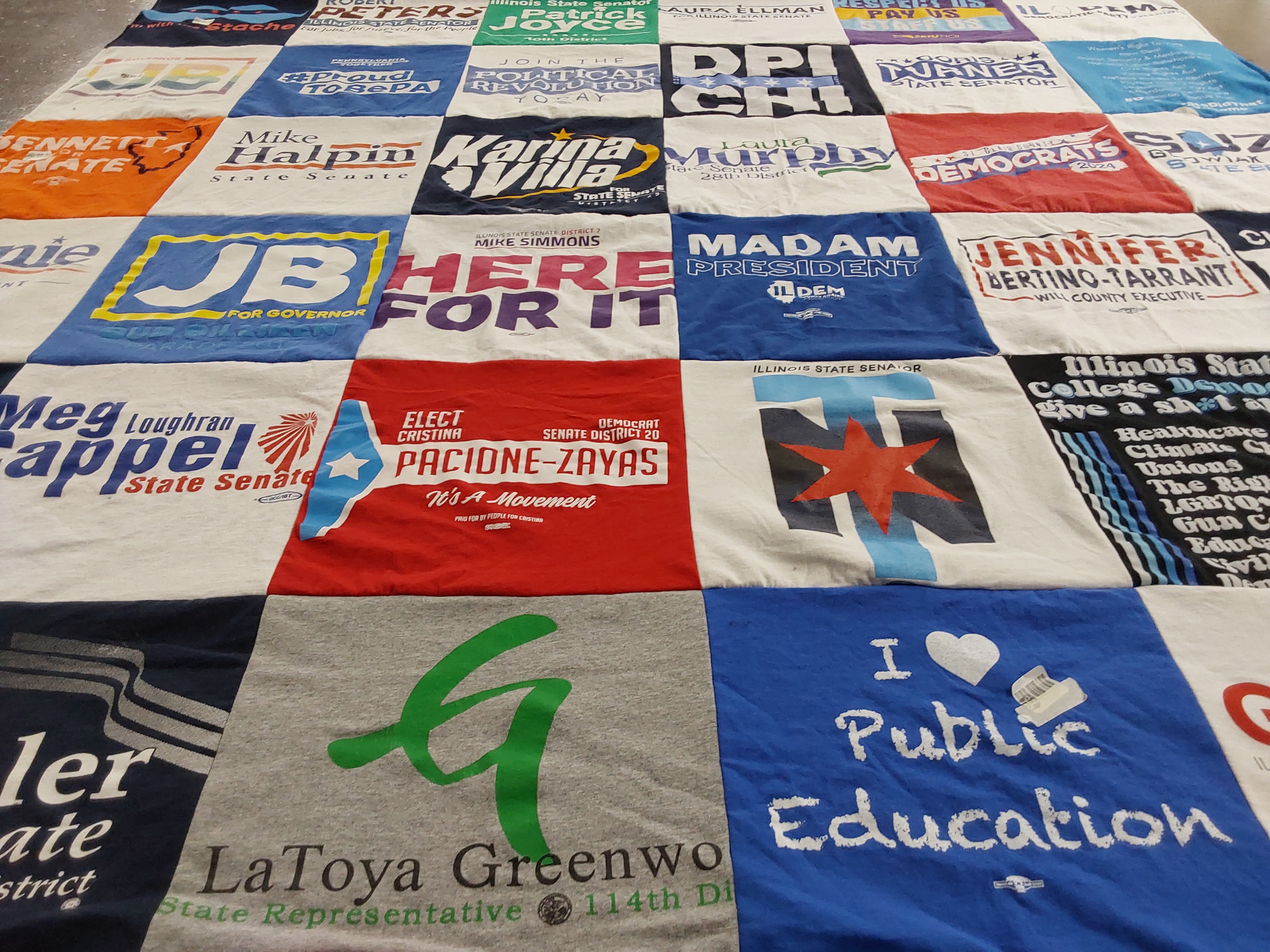 T-shirt quilt with politics, public service themes by Adam from IL