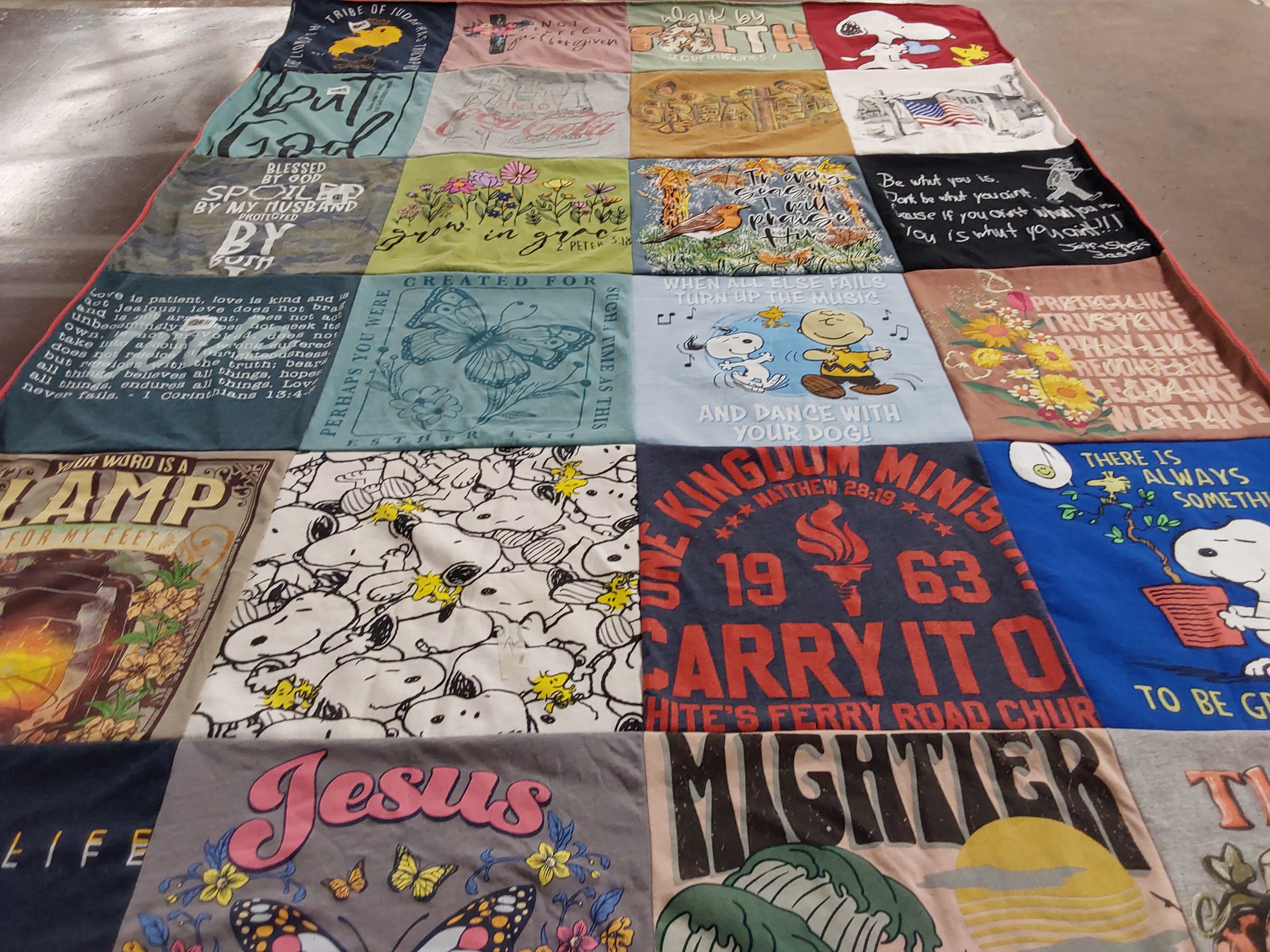 T-shirt quilt with faith, animals themes by Denise from KY