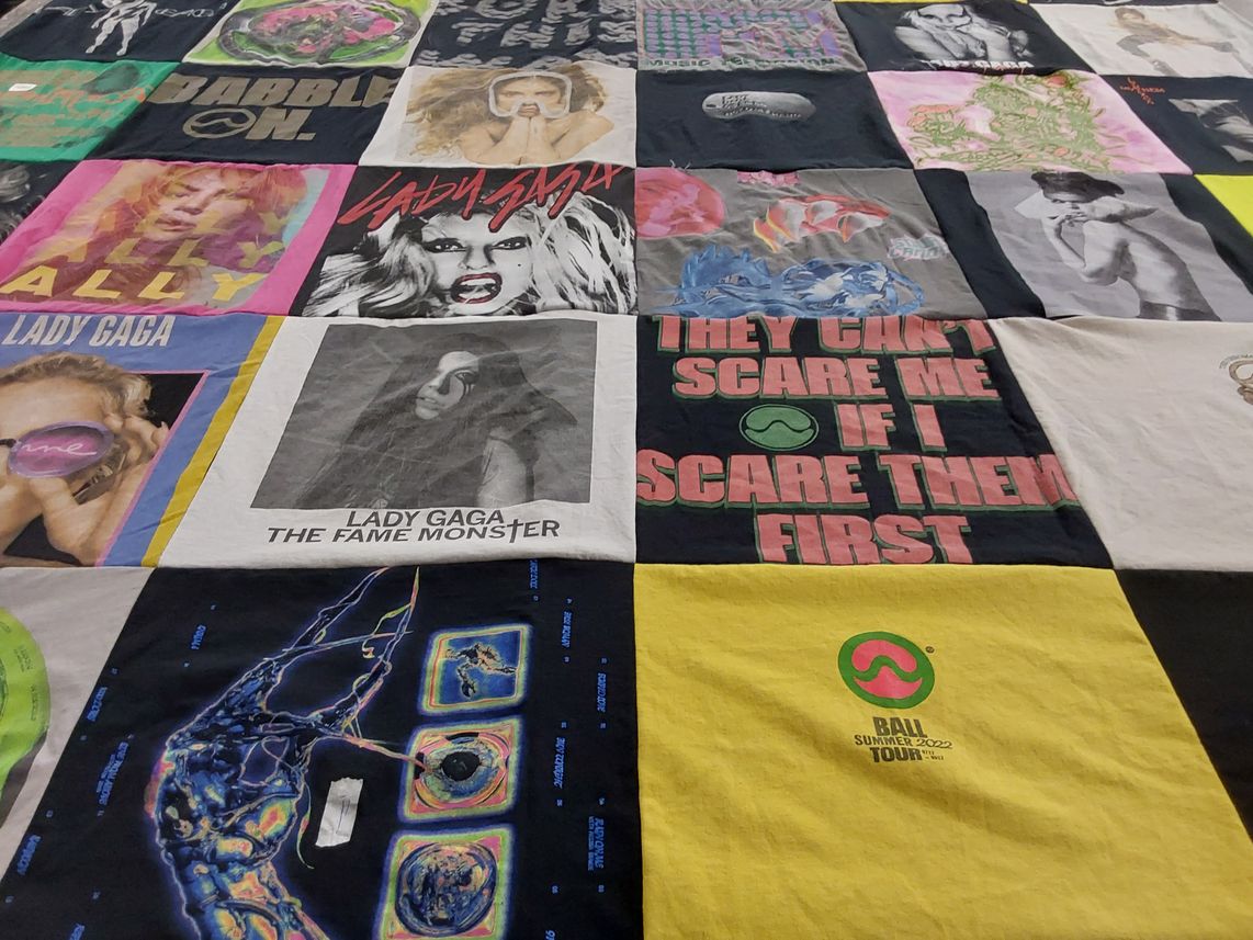T-shirt quilt with music, fashion themes by Jennifer from PA