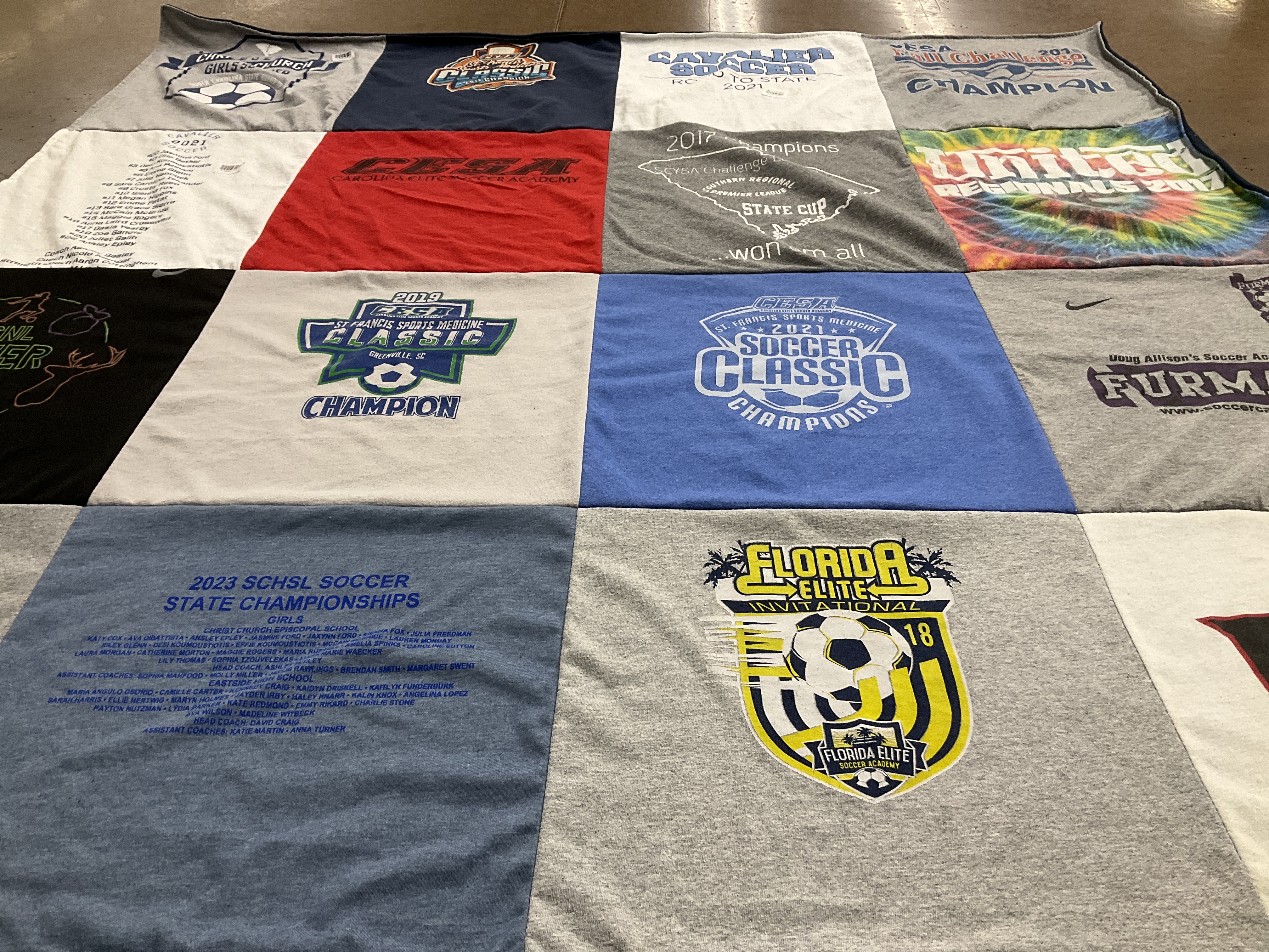 T-shirt quilt featuring st francis sports medicine classic, florida elite soccer academy by Tammy from SC