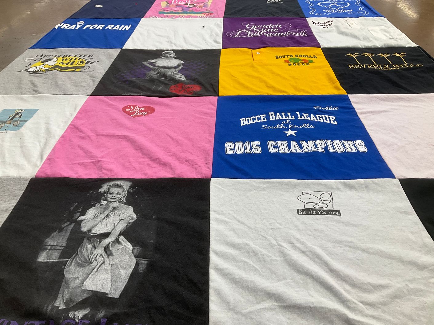 T-shirt quilt featuring south knolls bocce ball league by Debbie from NJ