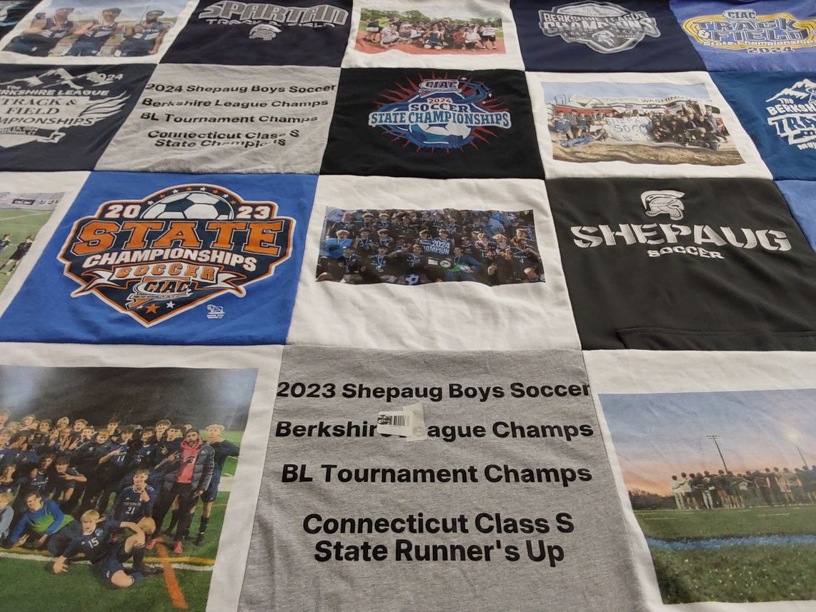 T-shirt quilt featuring shepaug valley high school boys soccer by Samantha from CT