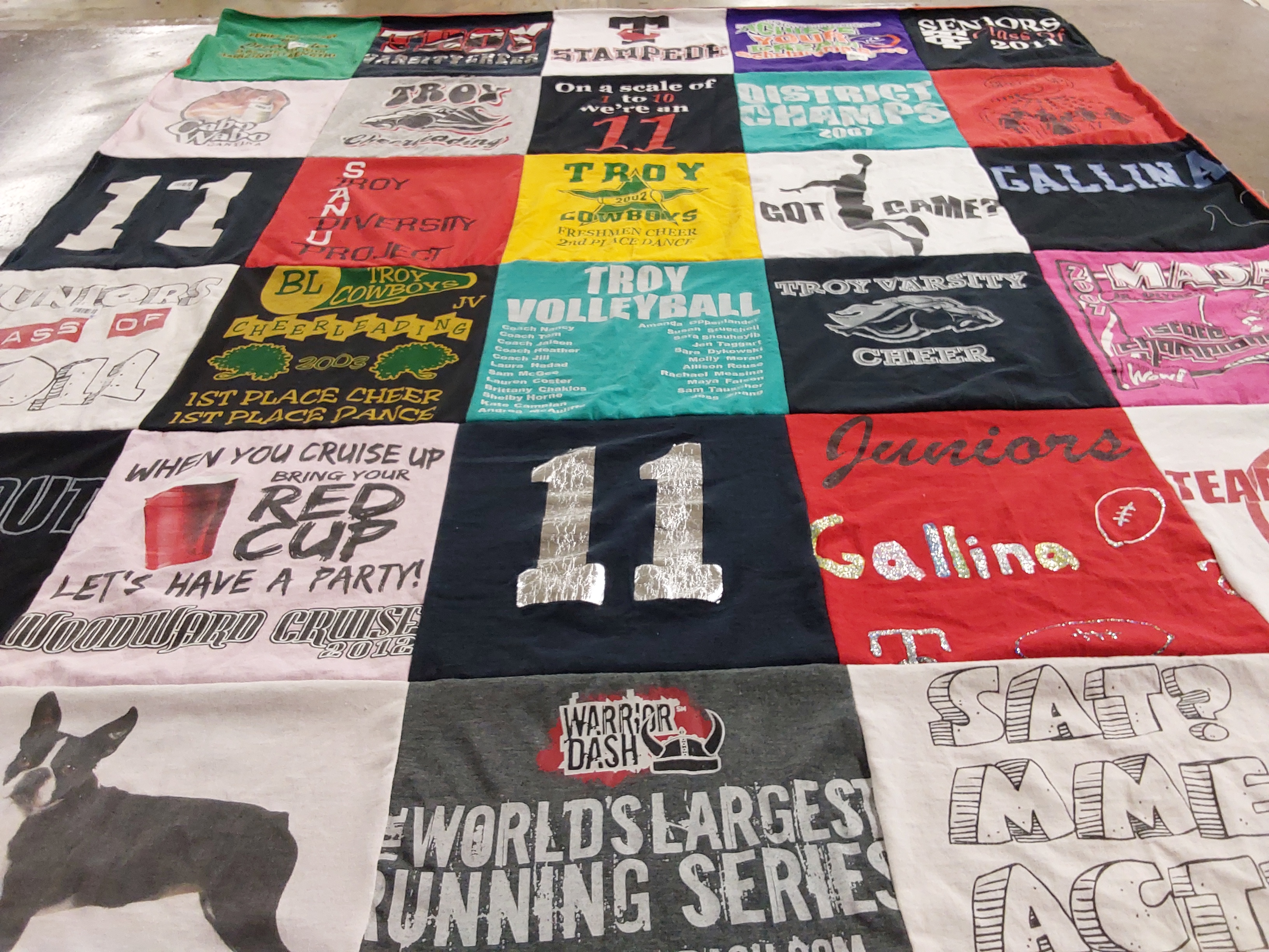 T-shirt quilt featuring troy varsity cheer by Maryann from MI