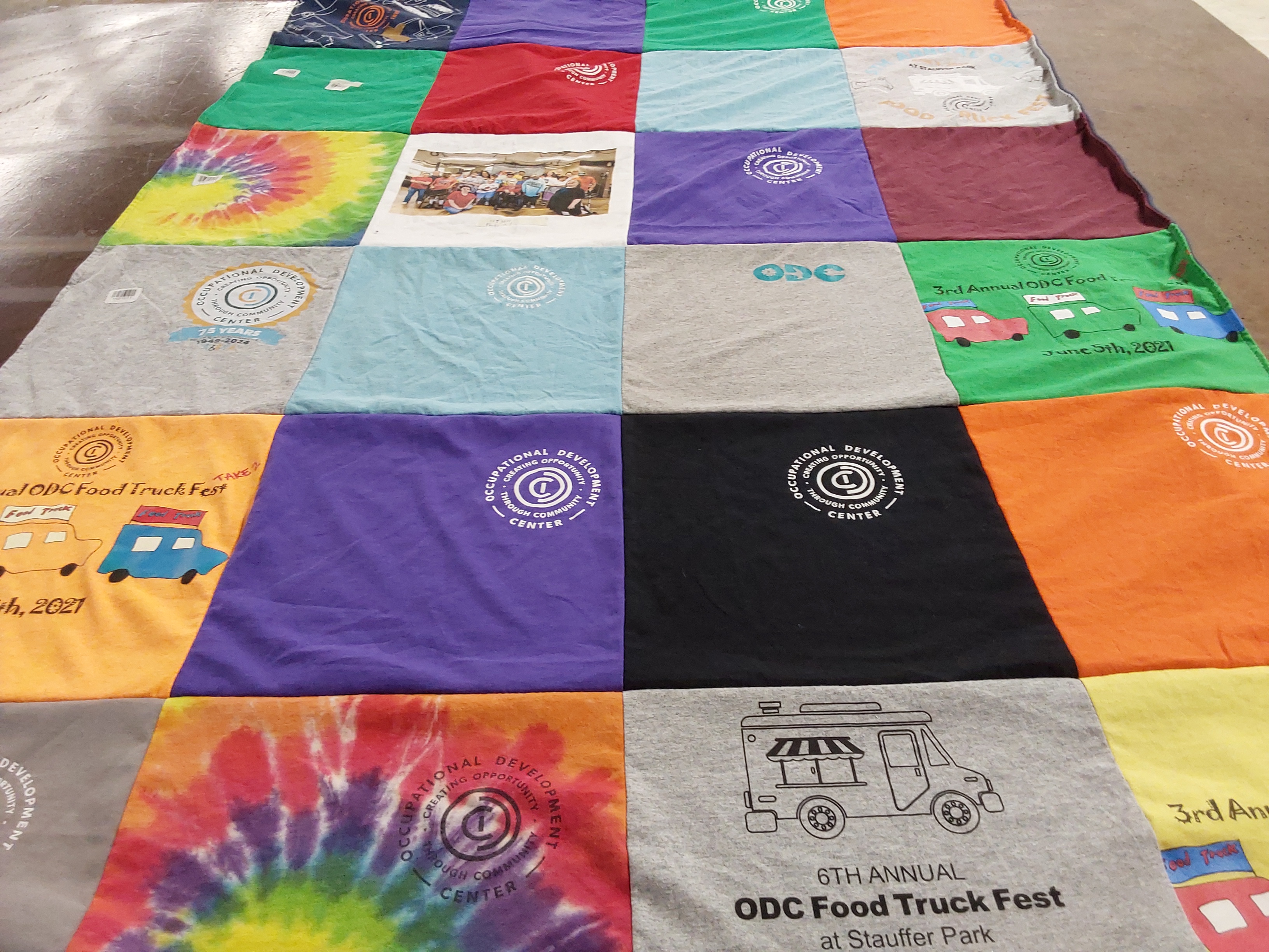 T-shirt quilt with community events, food trucks themes by Gregg from PA